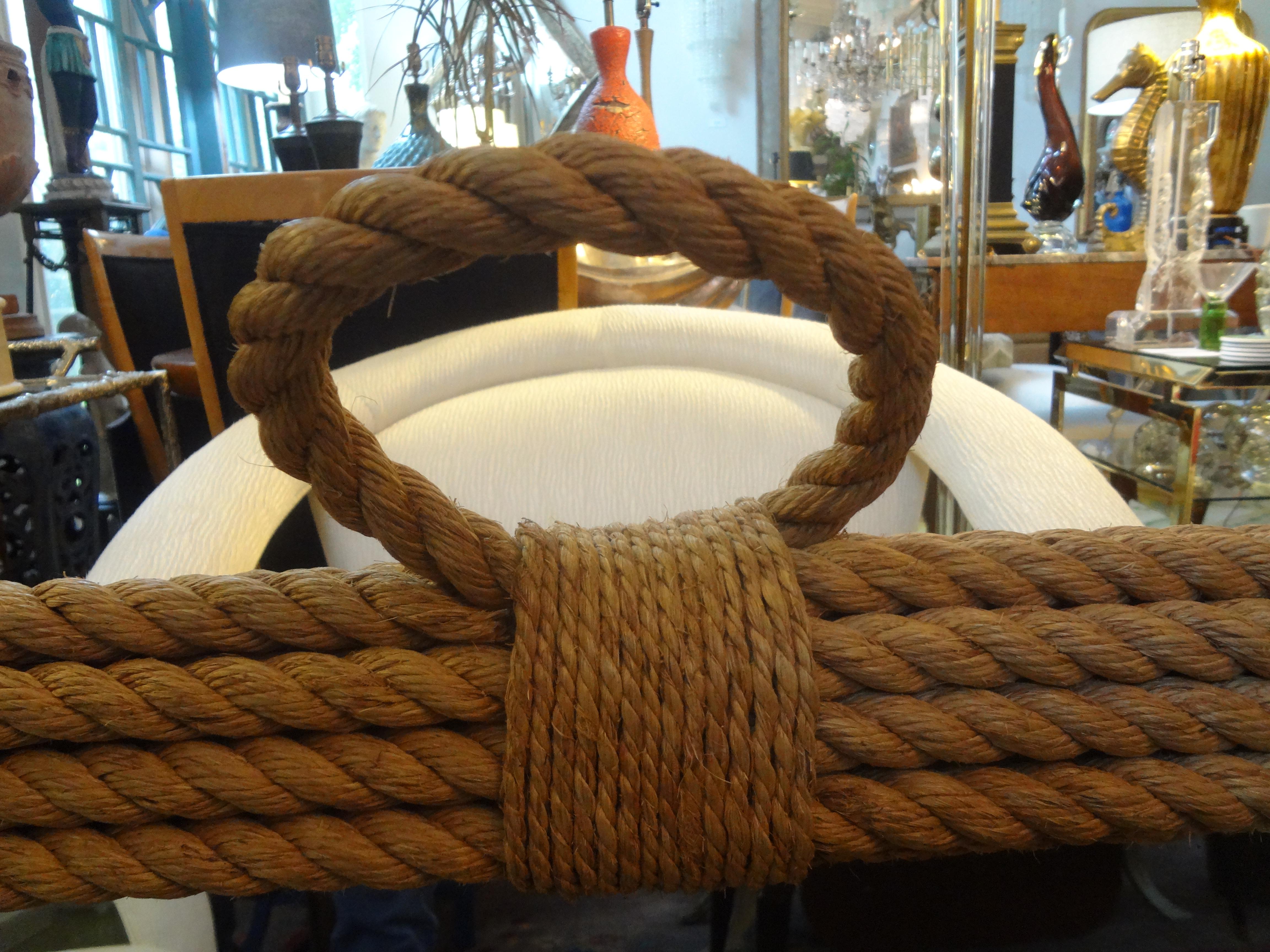 Mid-20th Century French Organic Modern Rope Mirror by Audoux & Minet