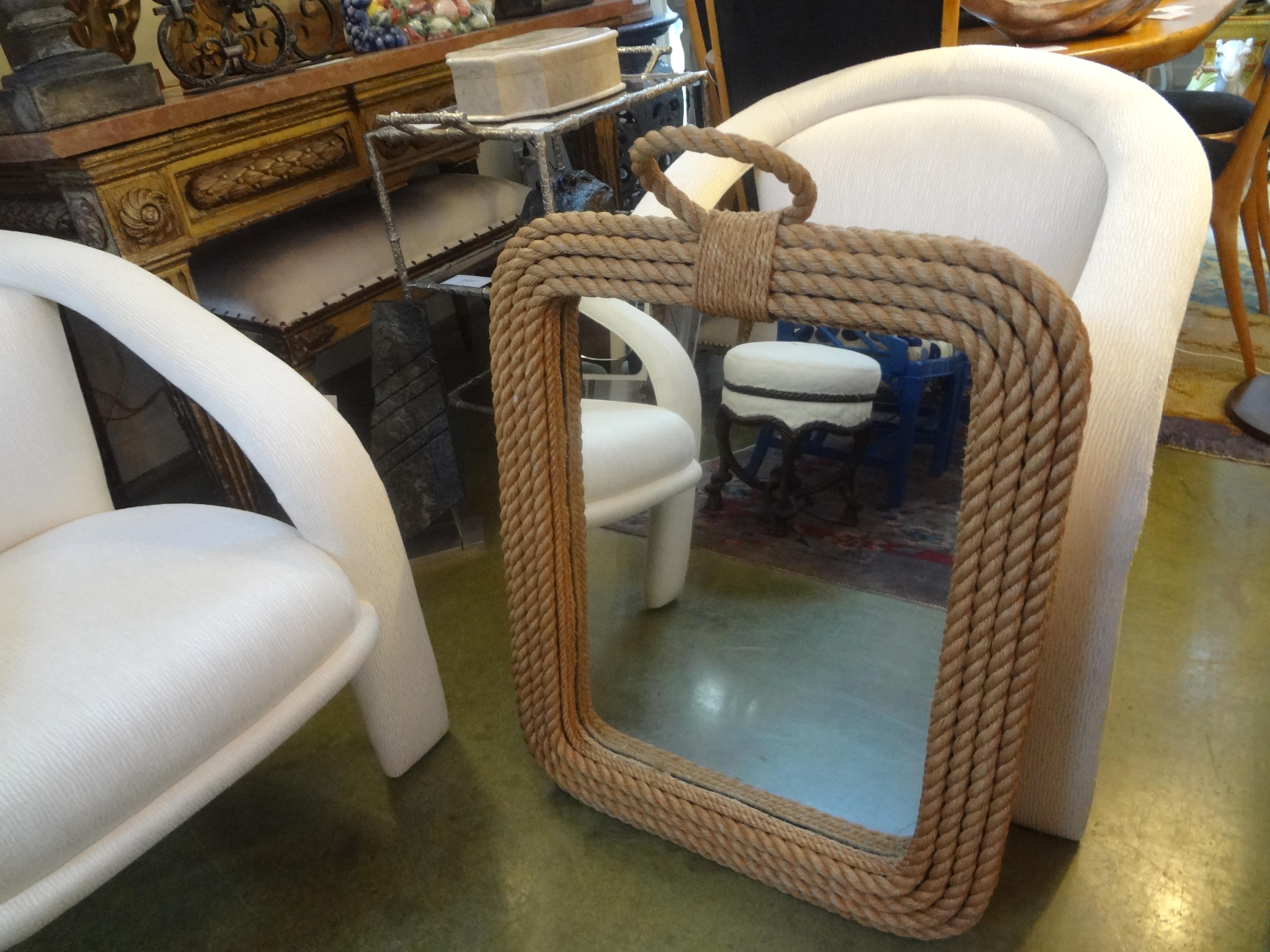 French Organic Modern Rope Mirror by Audoux & Minet 1