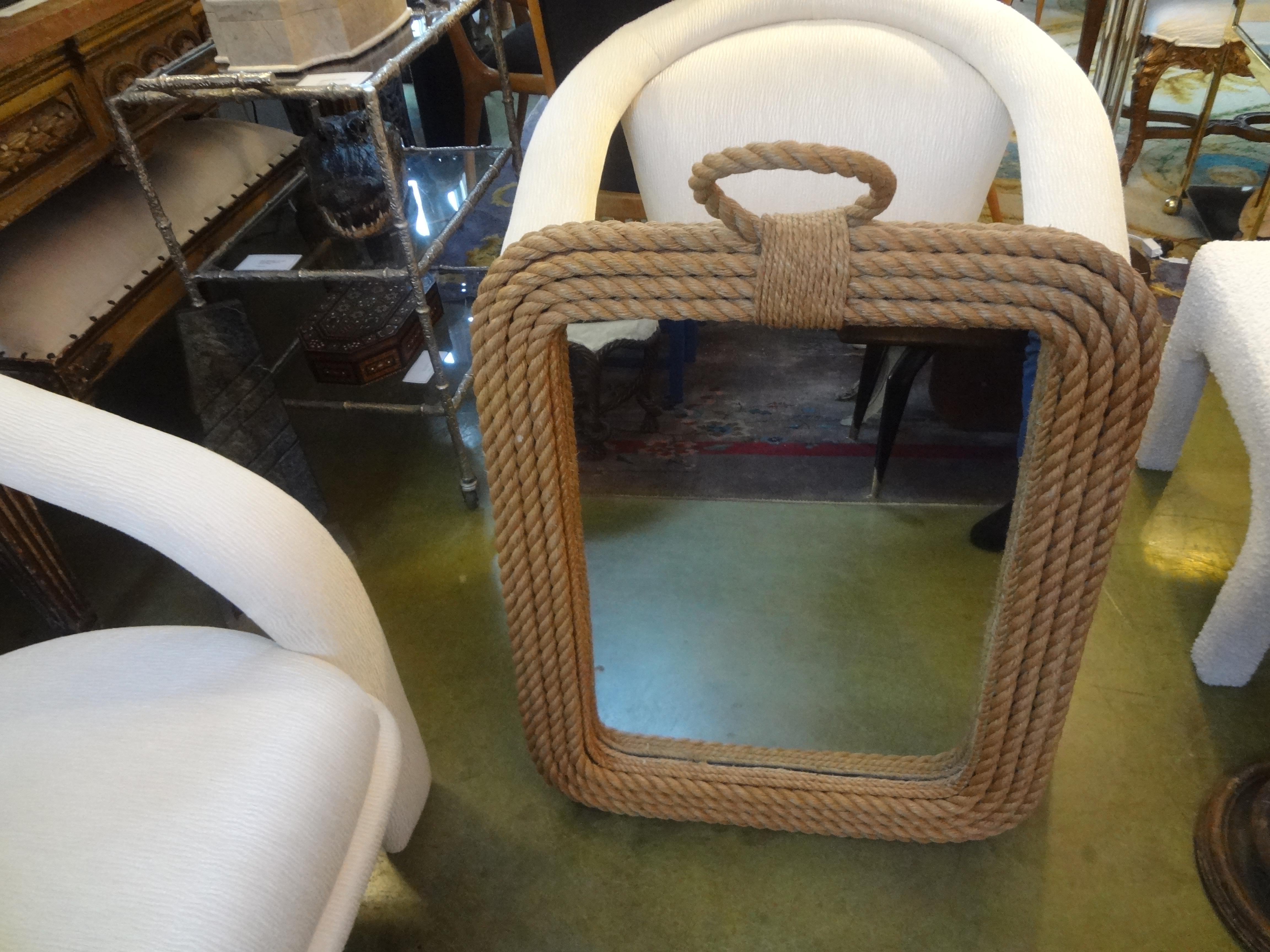 French Organic Modern Rope Mirror by Audoux & Minet 3
