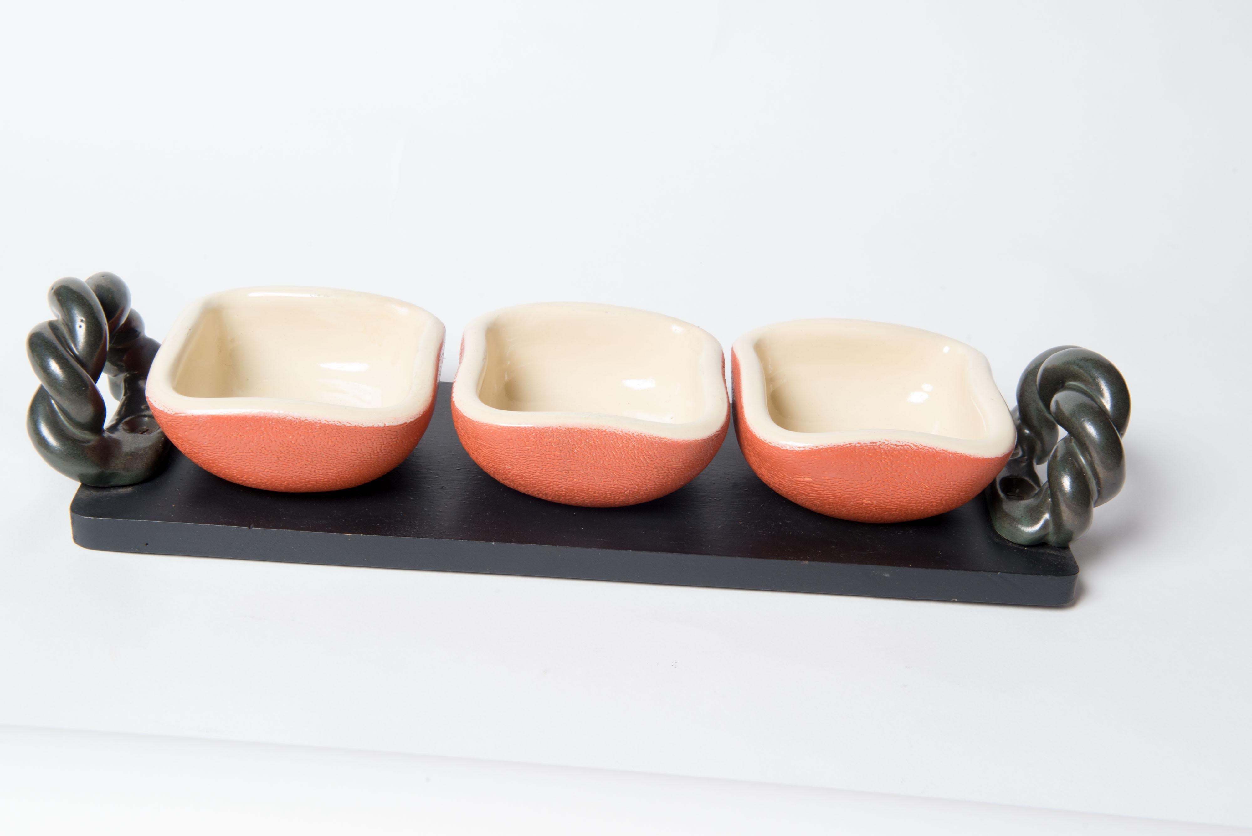 Ceramic French Organic Modern Serving Tray For Sale