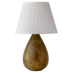 French Organic Modern Sgraffito Pottery Table Lamp, La Grange aux Potiers, 1960s