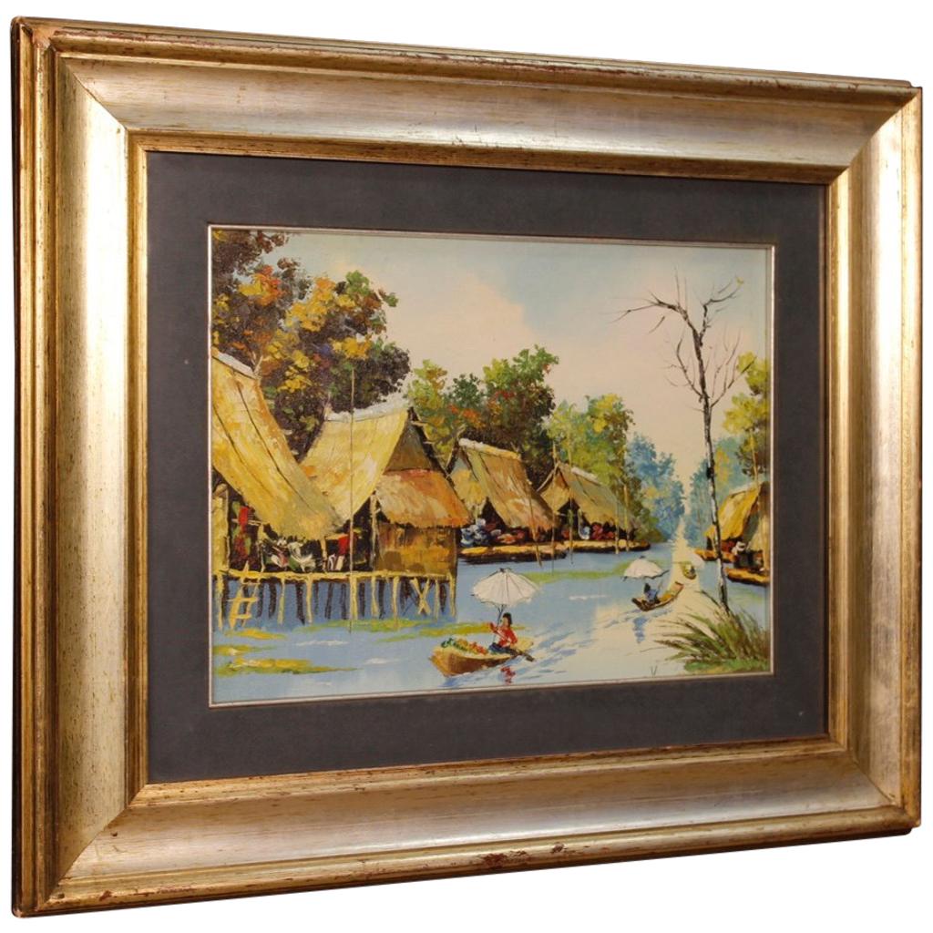 French Oriental Landscape Painting Oil on Canvas from 20th Century