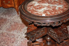 French Oriental-Style Walnut Smoking Table from the 1800s
