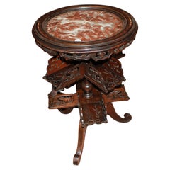 Antique French Oriental-Style Walnut Smoking Table from the 1800s