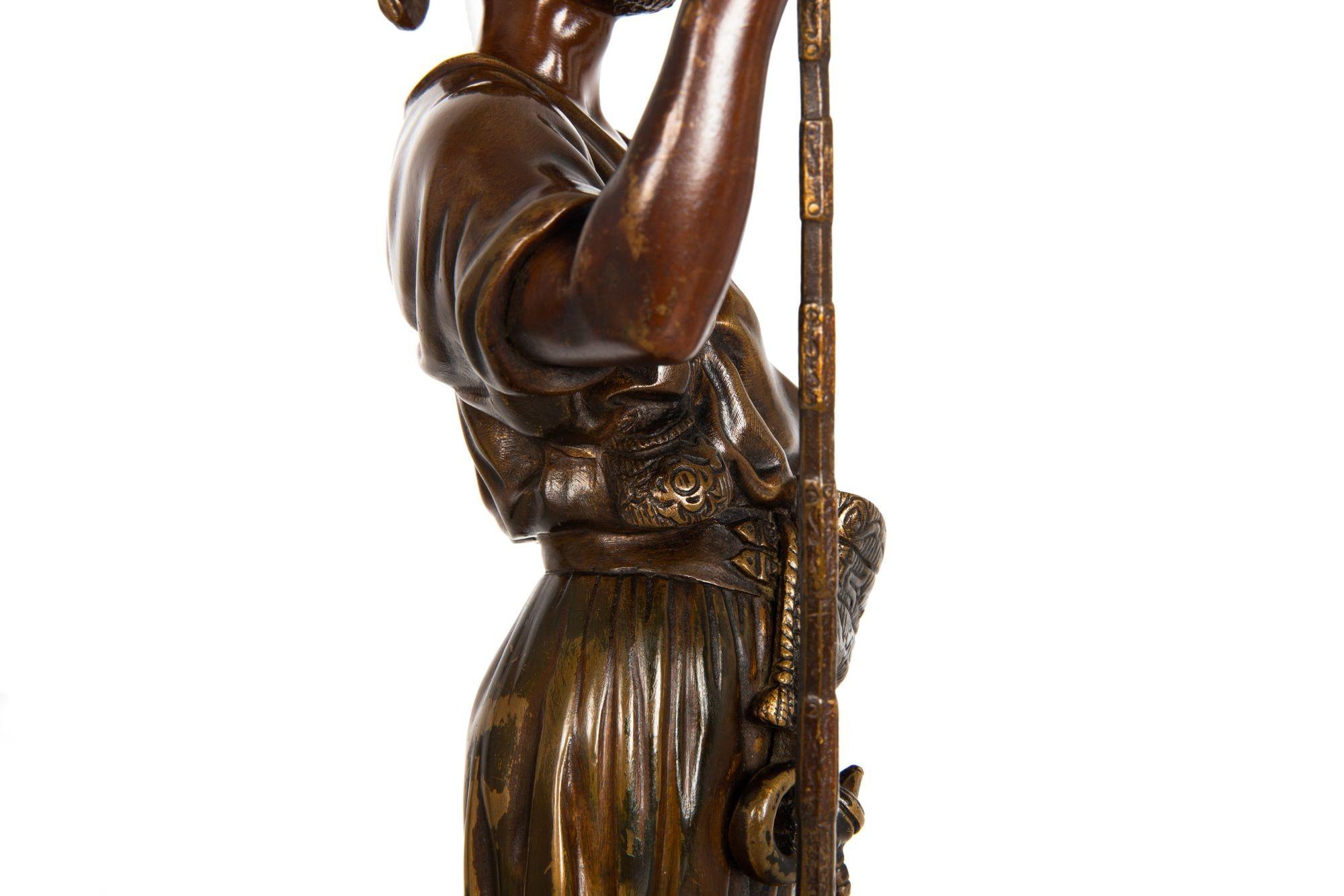 French Orientalist Antique Bronze Sculpture of Warrior with Musket by Debut 10