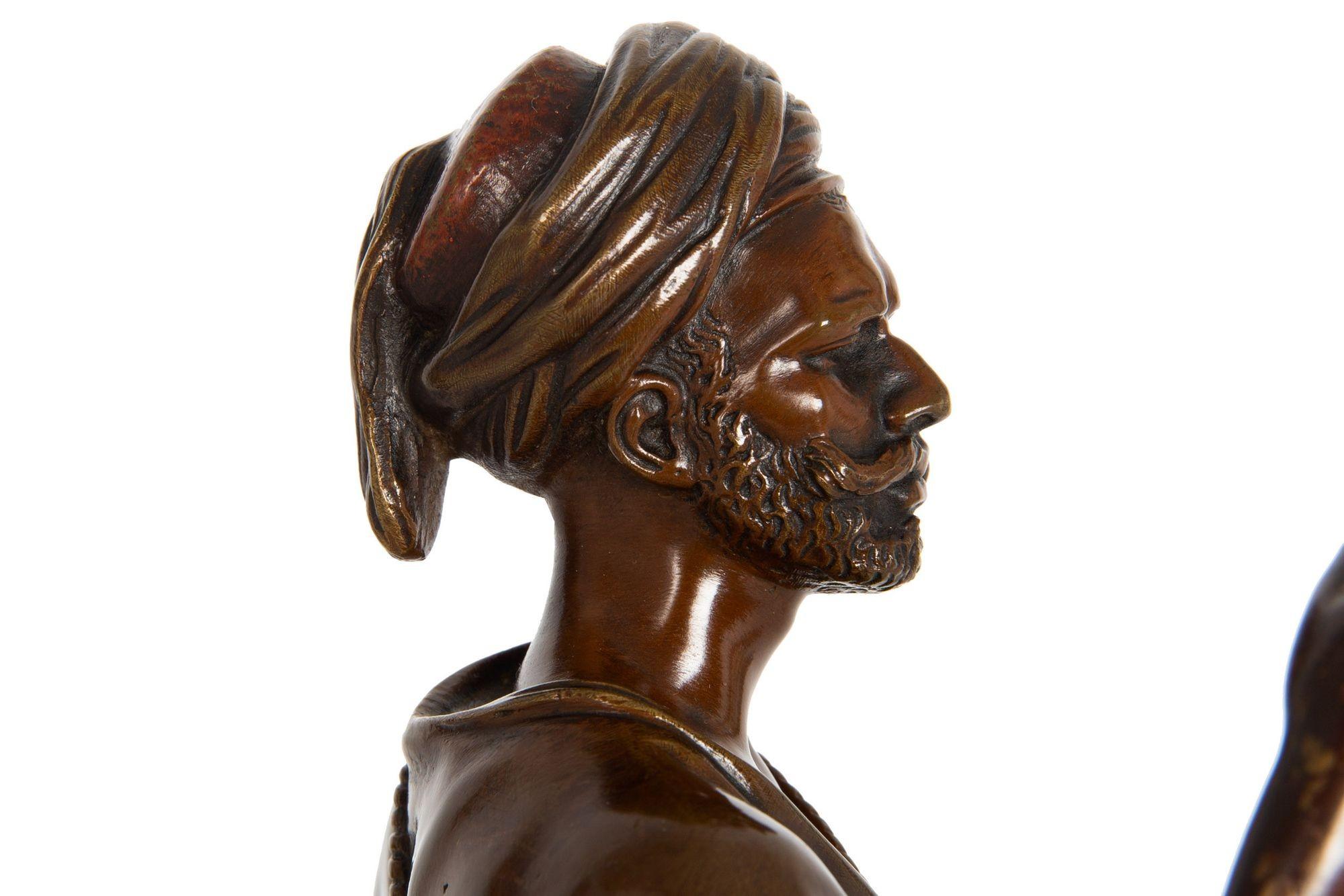 French Orientalist Antique Bronze Sculpture of Warrior with Musket by Debut For Sale 11