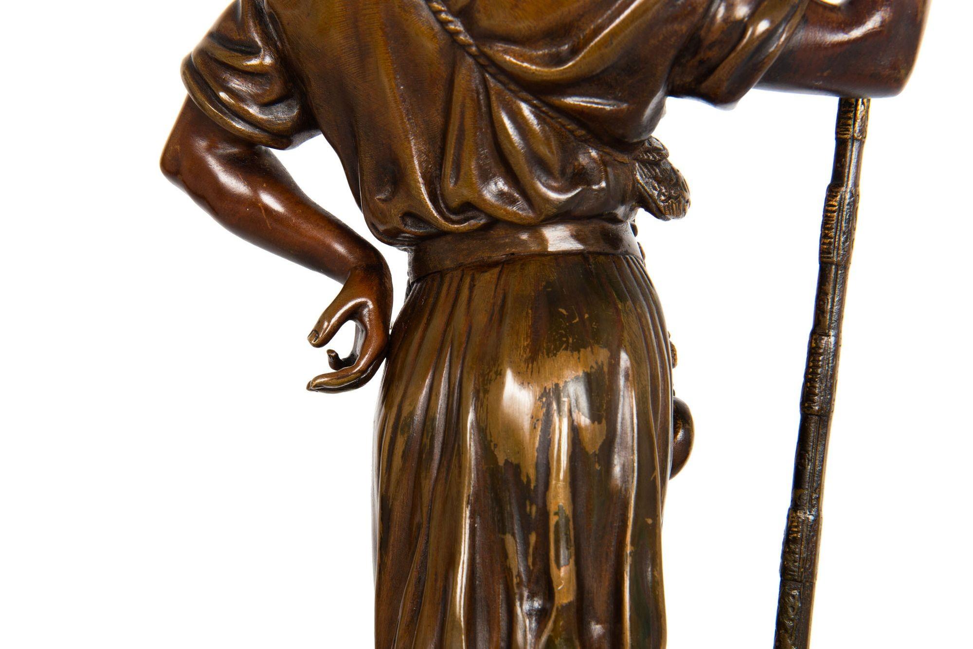 French Orientalist Antique Bronze Sculpture of Warrior with Musket by Debut For Sale 14
