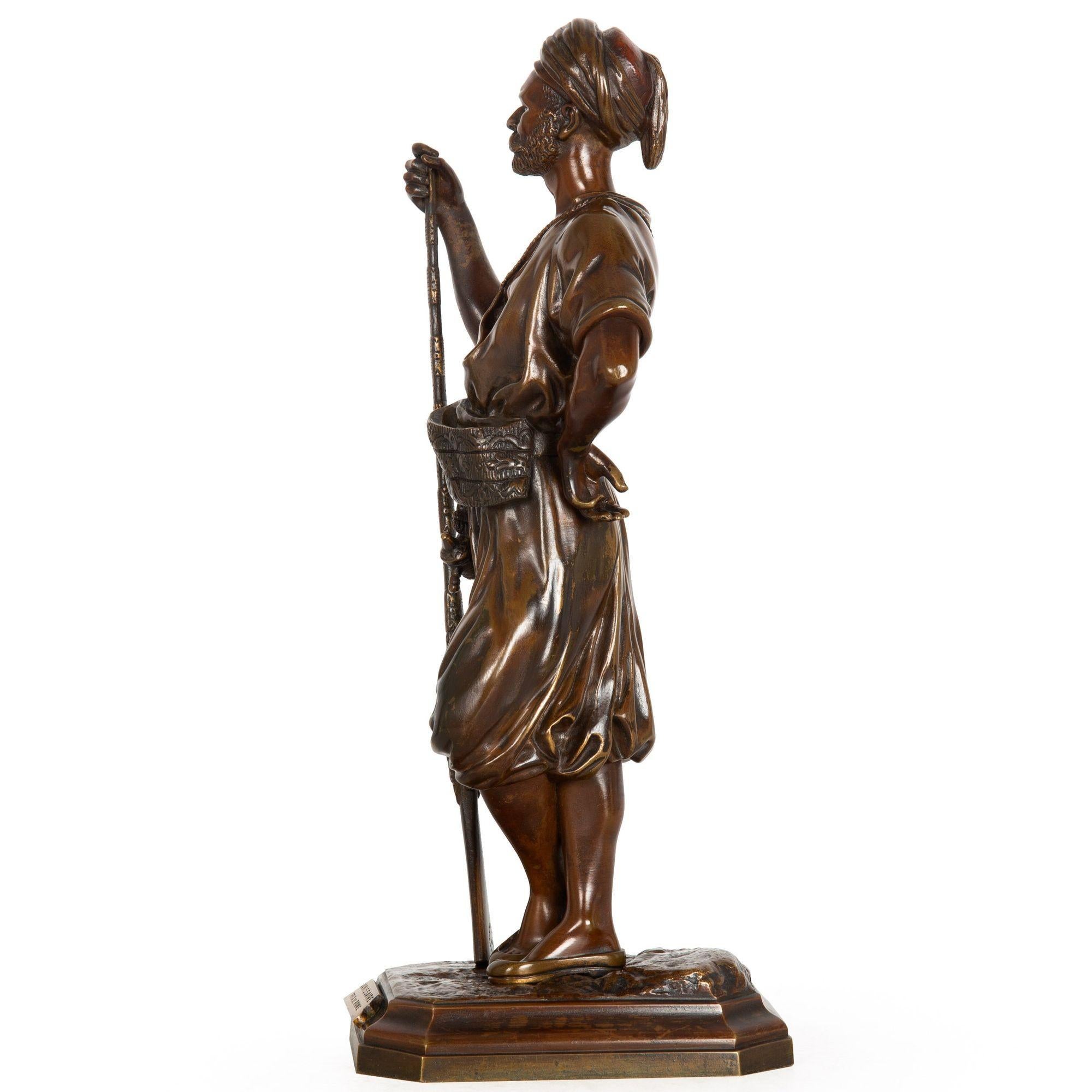 French Orientalist Antique Bronze Sculpture of Warrior with Musket by Debut In Good Condition For Sale In Shippensburg, PA