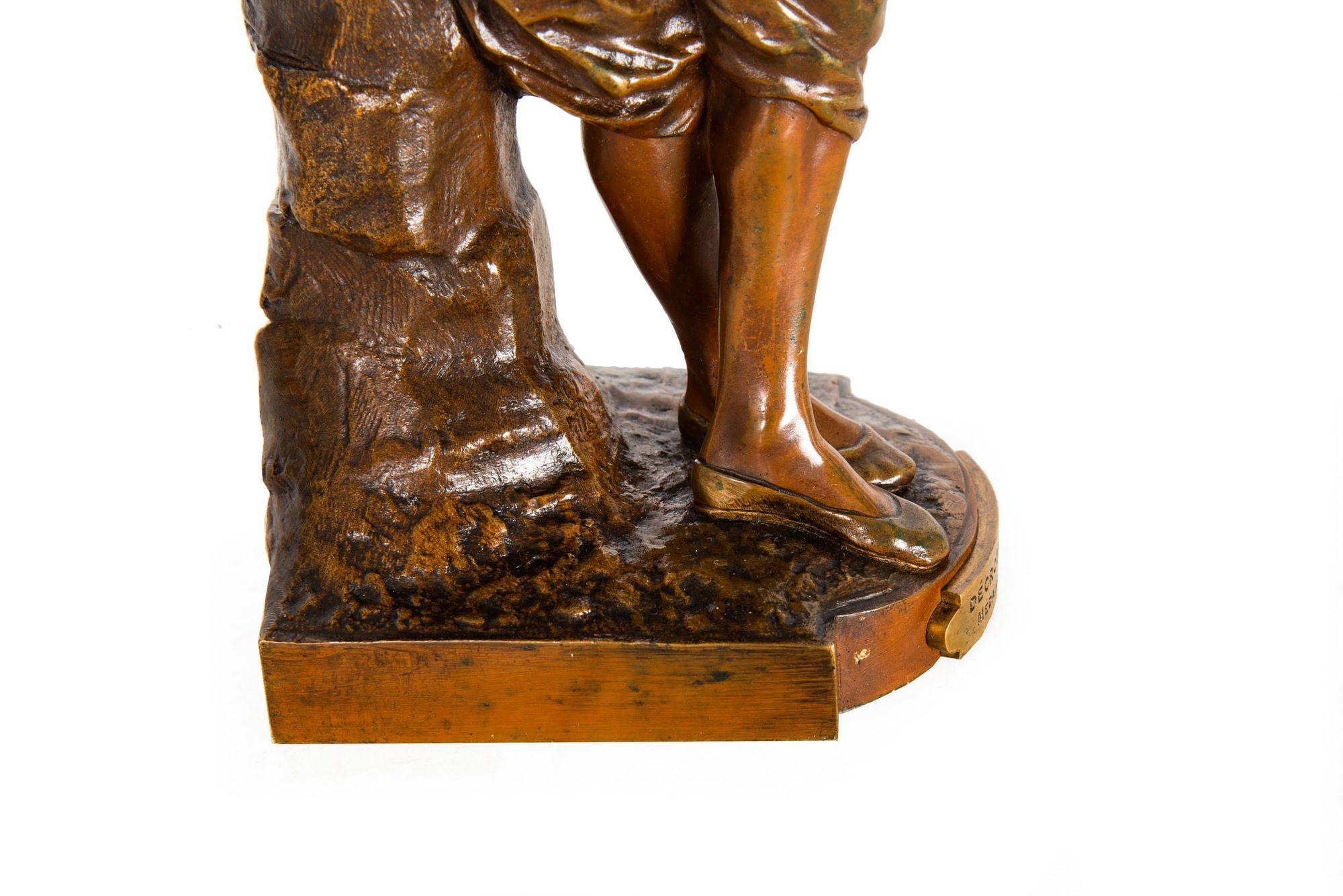 French Orientalist Bronze Sculpture “Arab Shoeshine” after Edouard Drouot For Sale 5