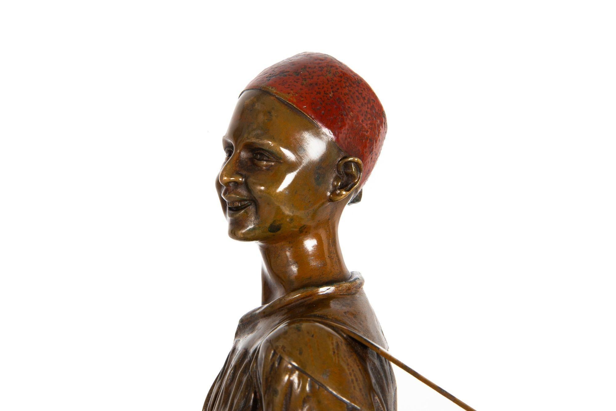 French Orientalist Bronze Sculpture “Arab Shoeshine” after Edouard Drouot For Sale 7