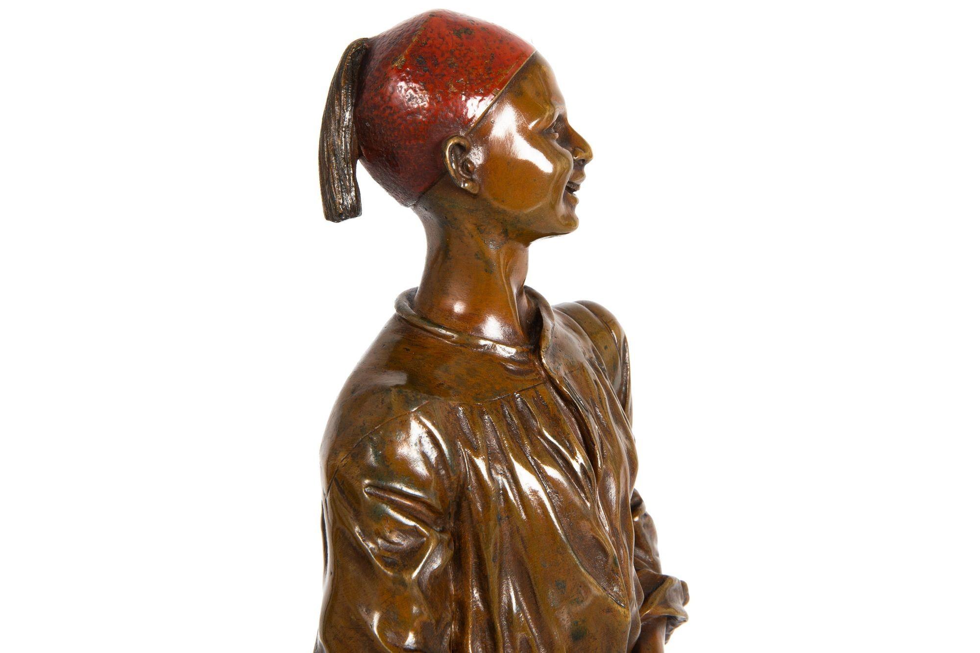 French Orientalist Bronze Sculpture “Arab Shoeshine” after Edouard Drouot For Sale 9