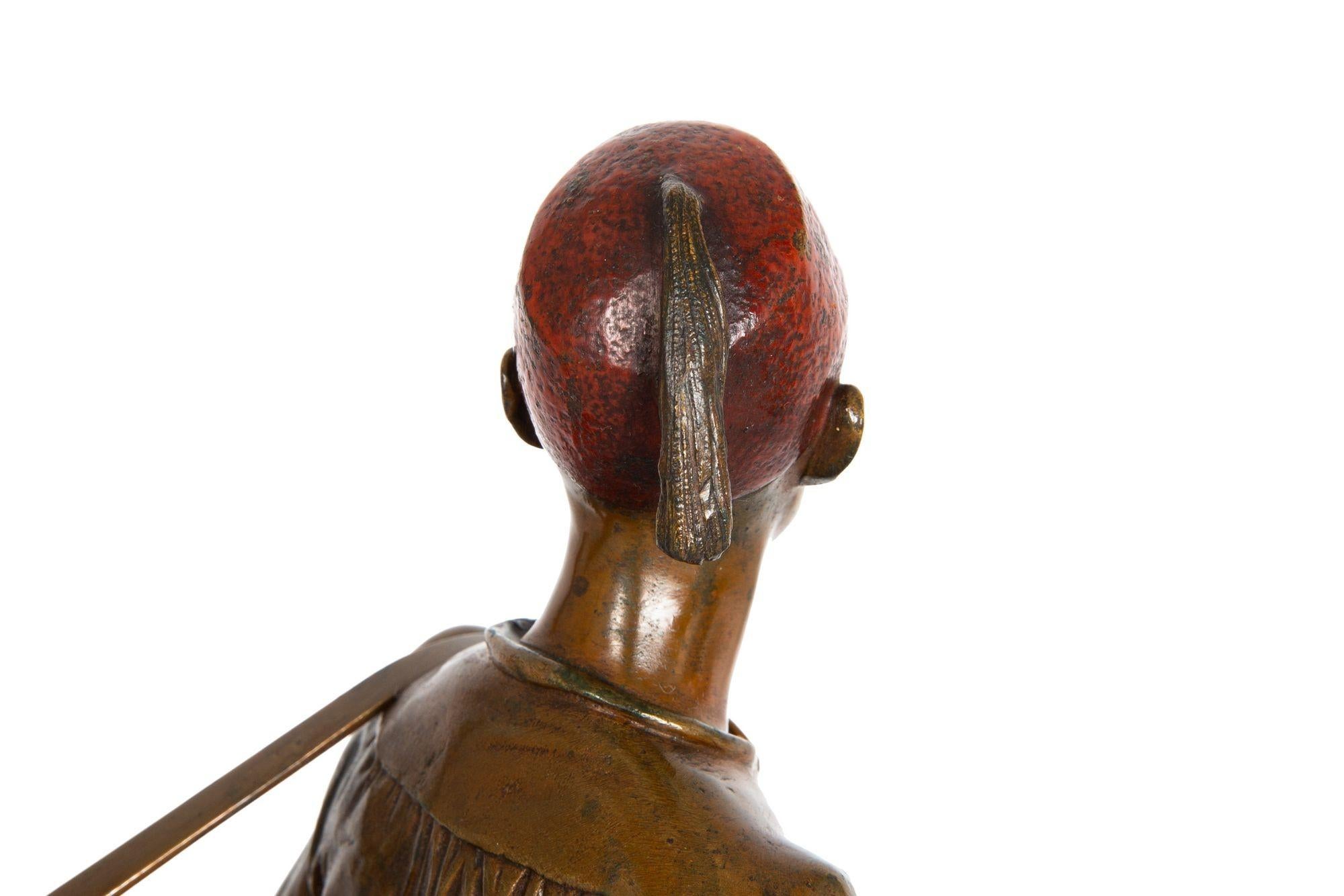 French Orientalist Bronze Sculpture “Arab Shoeshine” after Edouard Drouot For Sale 11