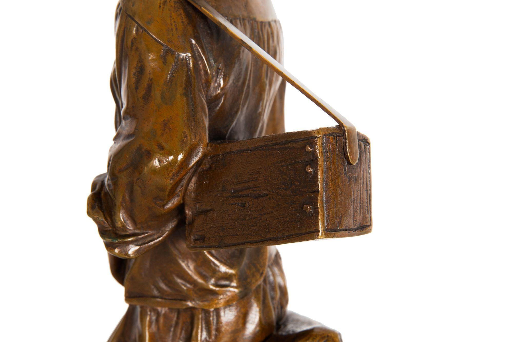 French Orientalist Bronze Sculpture “Arab Shoeshine” after Edouard Drouot For Sale 12