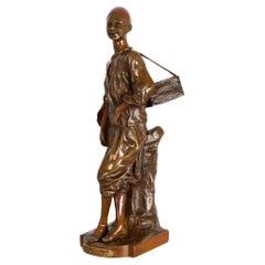 Used French Orientalist Bronze Sculpture “Arab Shoeshine” after Edouard Drouot