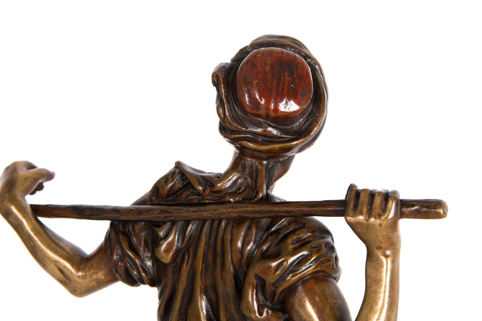 French Orientalist Bronze Sculpture of Arab Bedouin Man by Emile Pinedo For Sale 6