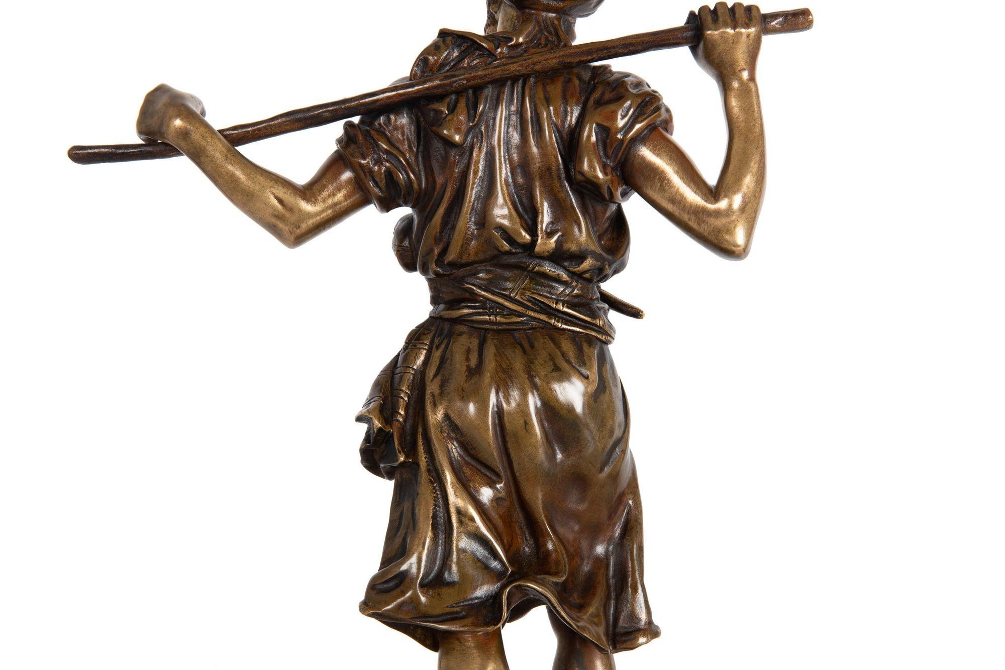 French Orientalist Bronze Sculpture of Arab Bedouin Man by Emile Pinedo For Sale 7