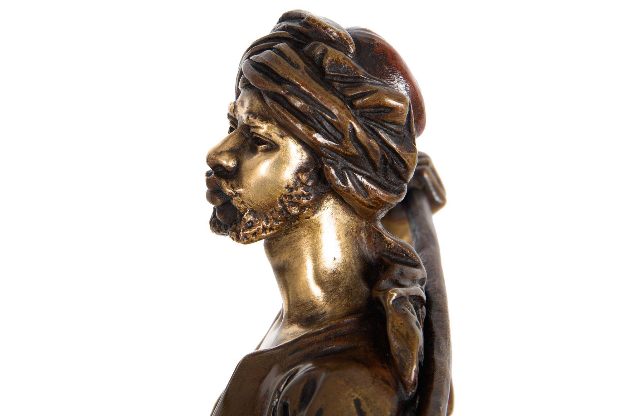 French Orientalist Bronze Sculpture of Arab Bedouin Man by Emile Pinedo For Sale 8