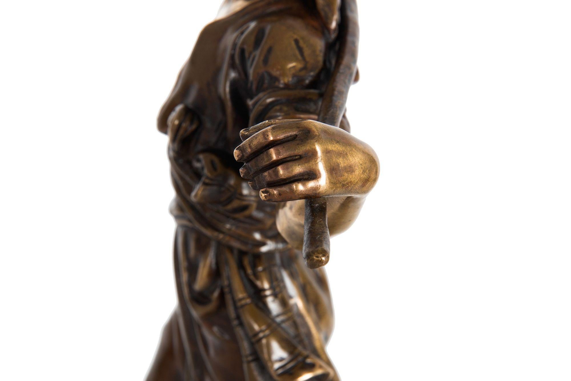 French Orientalist Bronze Sculpture of Arab Bedouin Man by Emile Pinedo For Sale 12