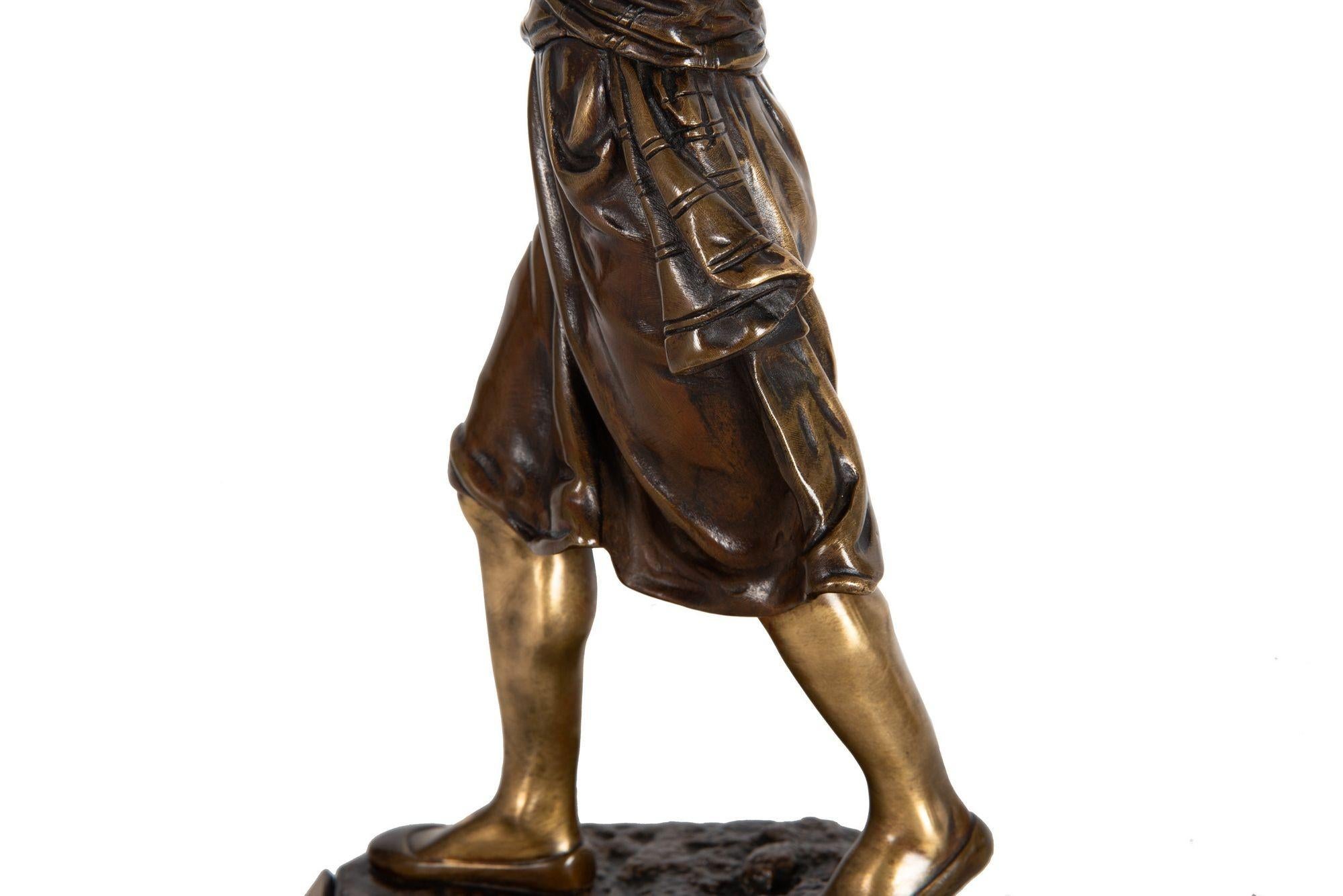 French Orientalist Bronze Sculpture of Arab Bedouin Man by Emile Pinedo For Sale 13