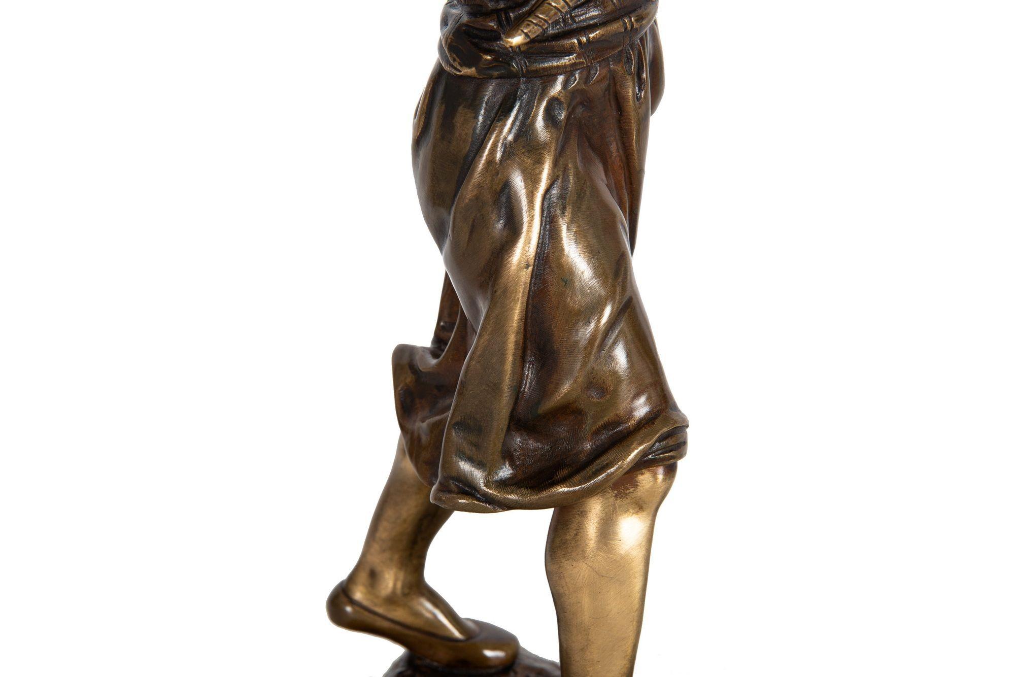 French Orientalist Bronze Sculpture of Arab Bedouin Man by Emile Pinedo For Sale 14