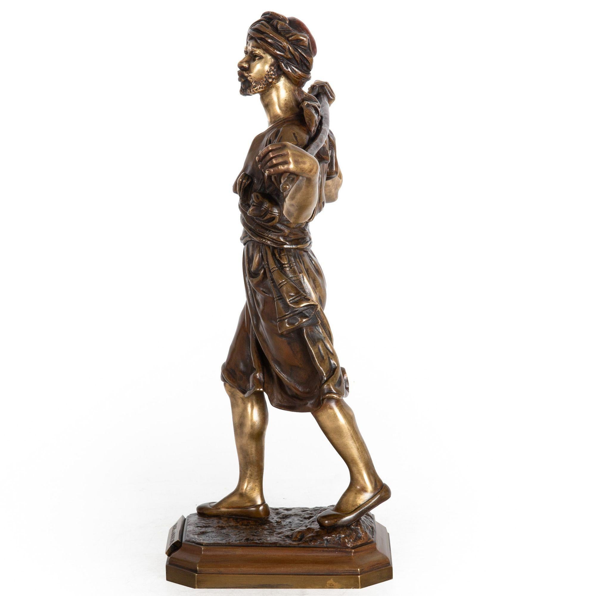 20th Century French Orientalist Bronze Sculpture of Arab Bedouin Man by Emile Pinedo For Sale