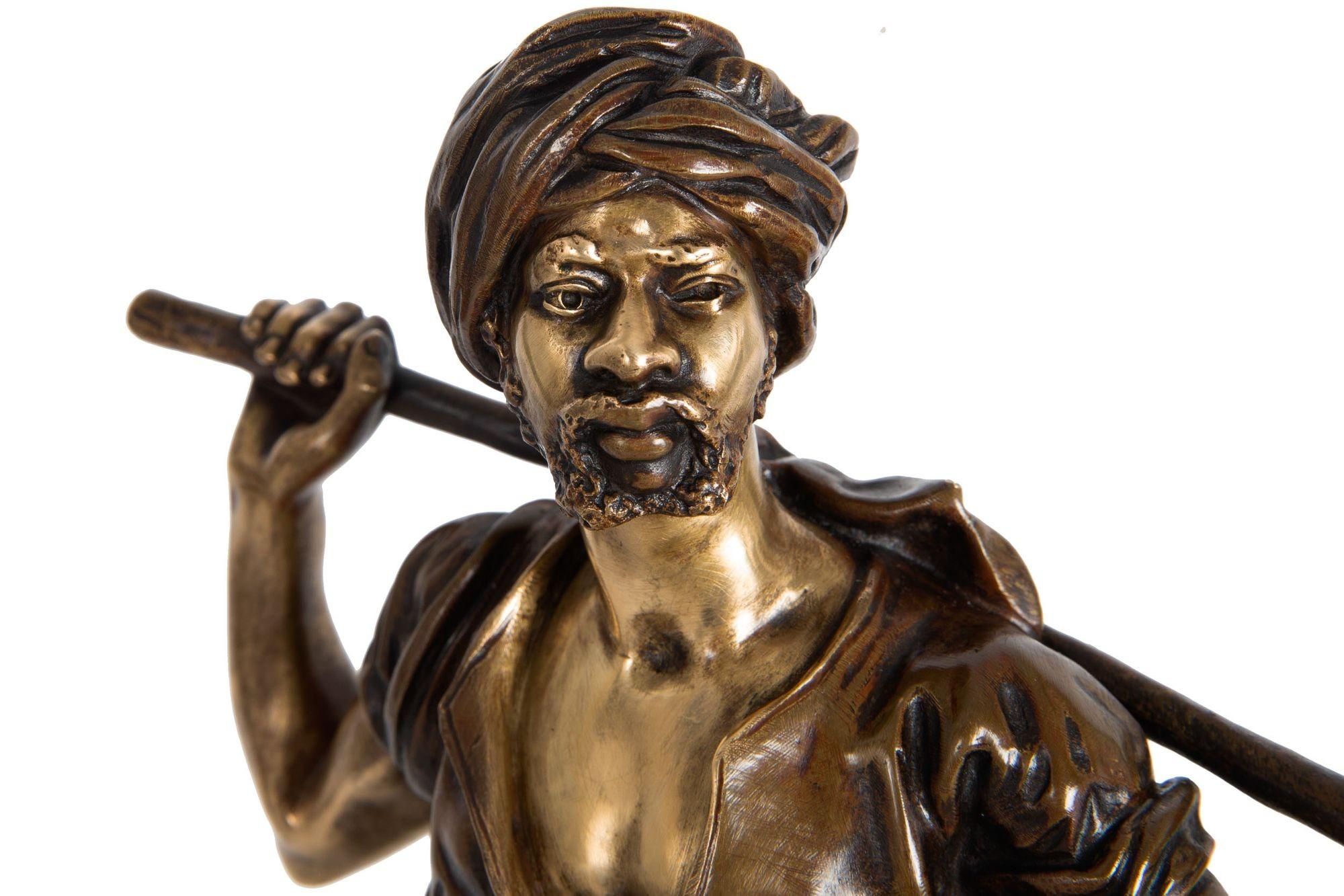 French Orientalist Bronze Sculpture of Arab Bedouin Man by Emile Pinedo For Sale 2
