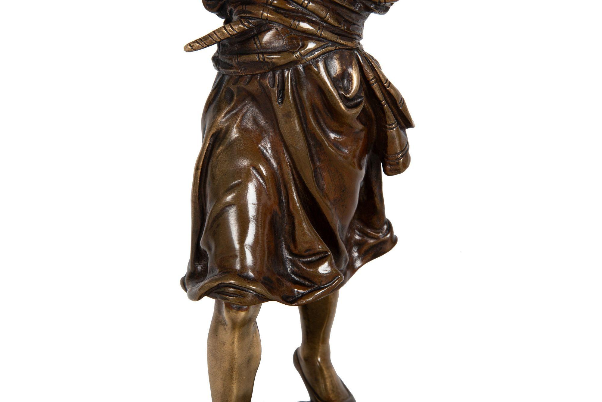 French Orientalist Bronze Sculpture of Arab Bedouin Man by Emile Pinedo For Sale 5