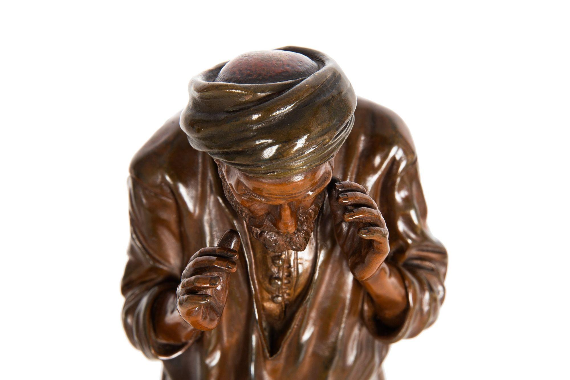 French Orientalist Bronze Sculpture of Arab Man in Prayer by Antoine Bofill 9