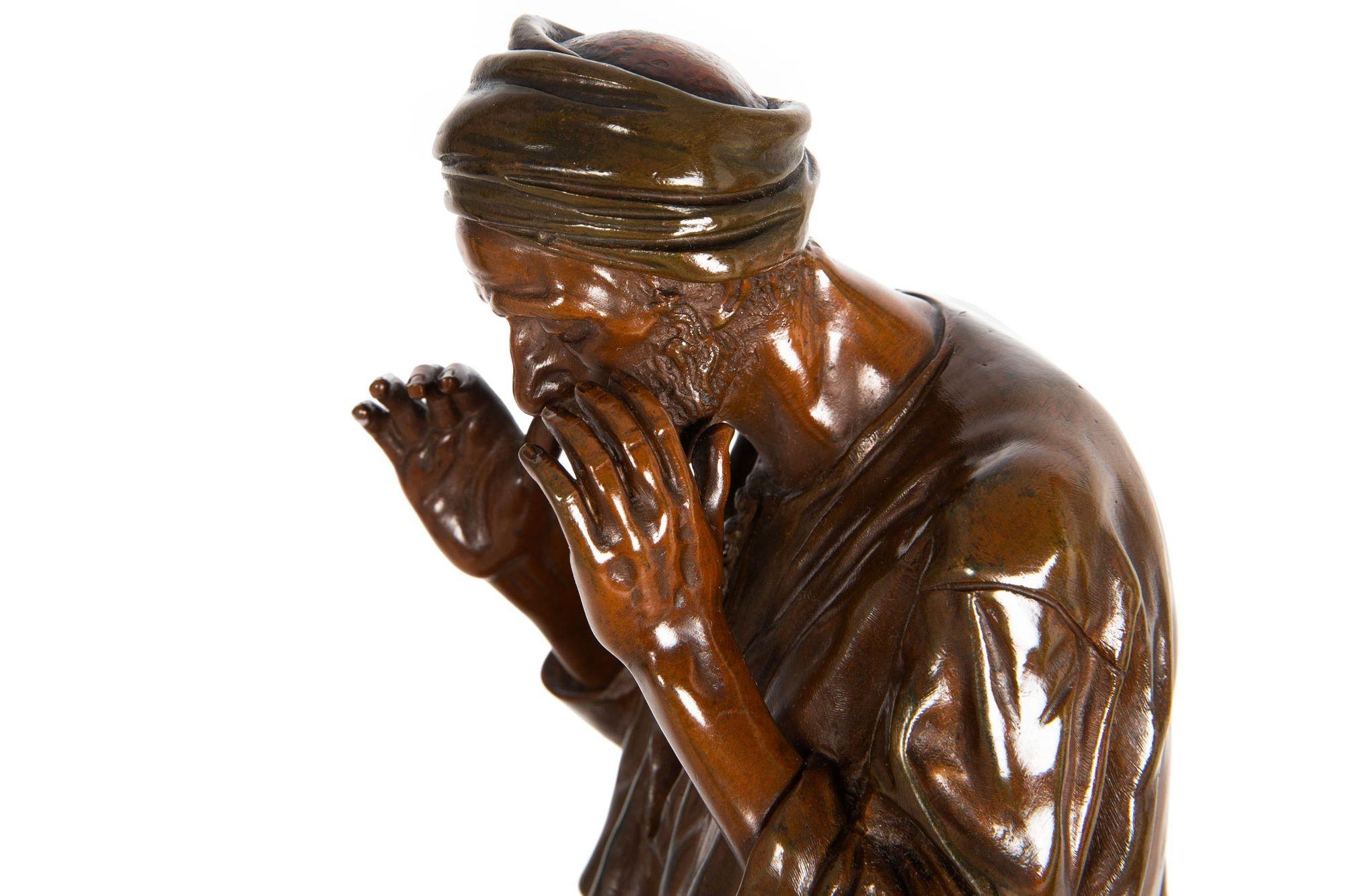 French Orientalist Bronze Sculpture of Arab Man in Prayer by Antoine Bofill 10