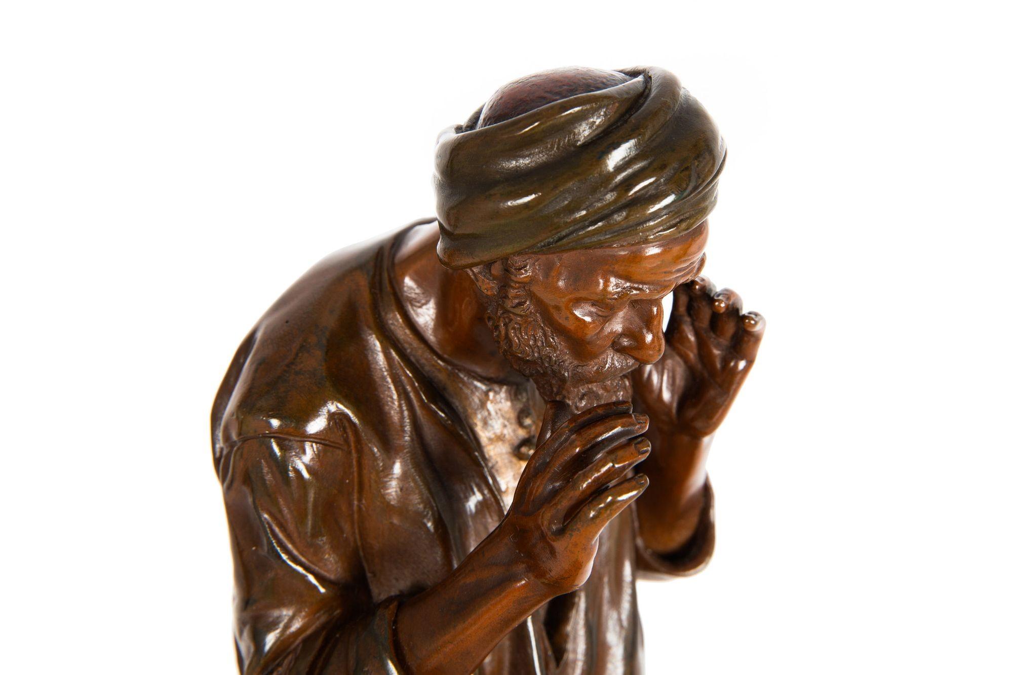 French Orientalist Bronze Sculpture of Arab Man in Prayer by Antoine Bofill 11