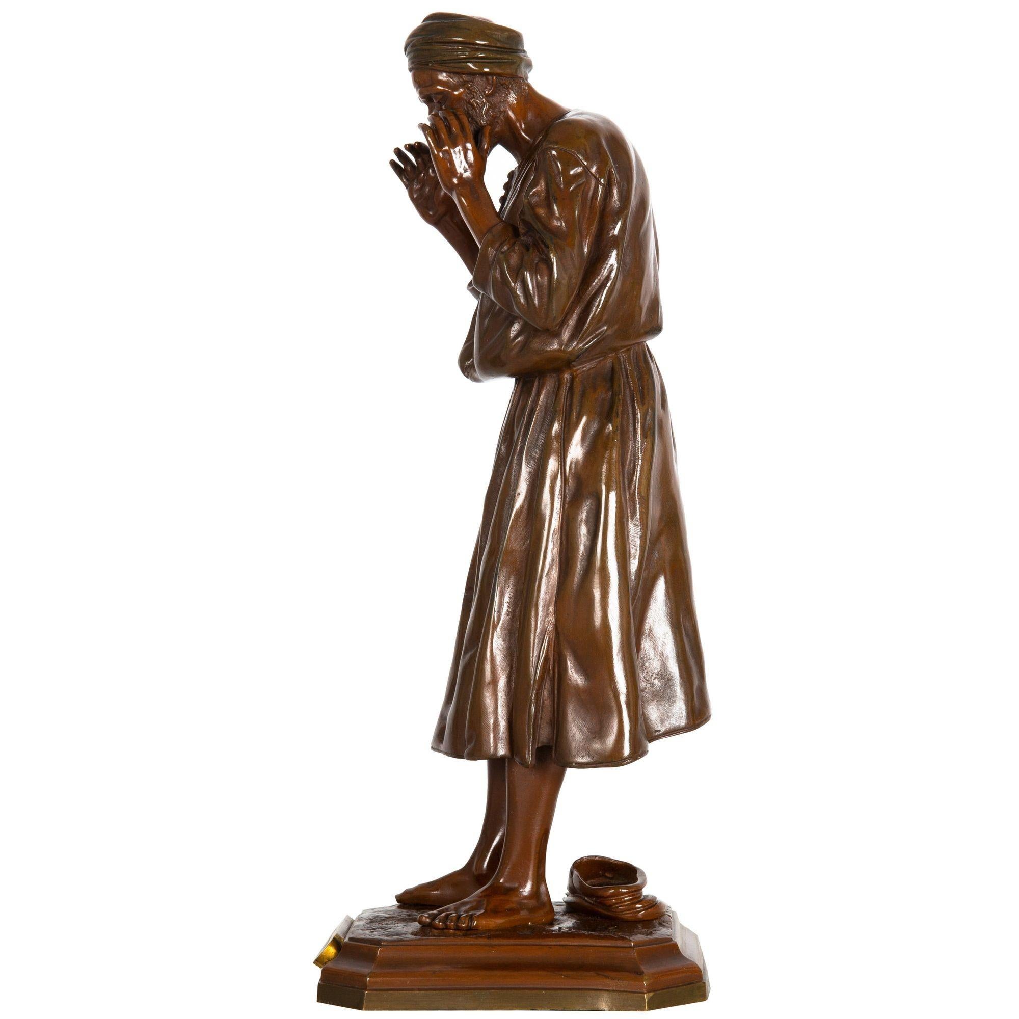 20th Century French Orientalist Bronze Sculpture of Arab Man in Prayer by Antoine Bofill