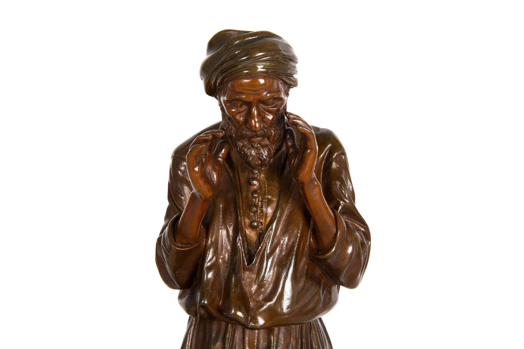 French Orientalist Bronze Sculpture of Arab Man in Prayer by Antoine Bofill 2