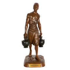 French Orientalist Bronze Sculpture of Tunisian Water Carrier after Marcel Debut