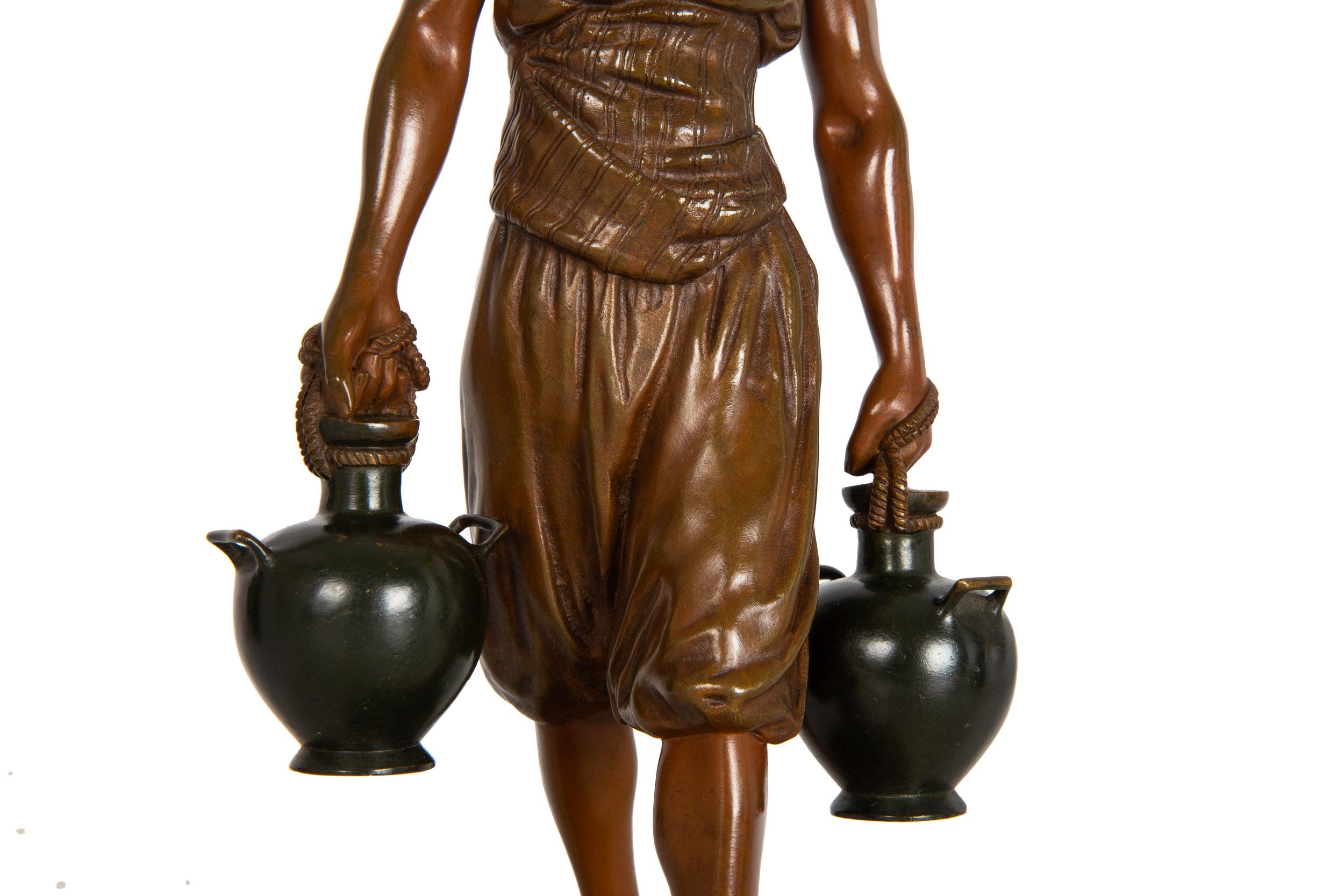 French Orientalist Bronze Sculpture of Tunisian Water Carrier after Marcel Debut For Sale 4