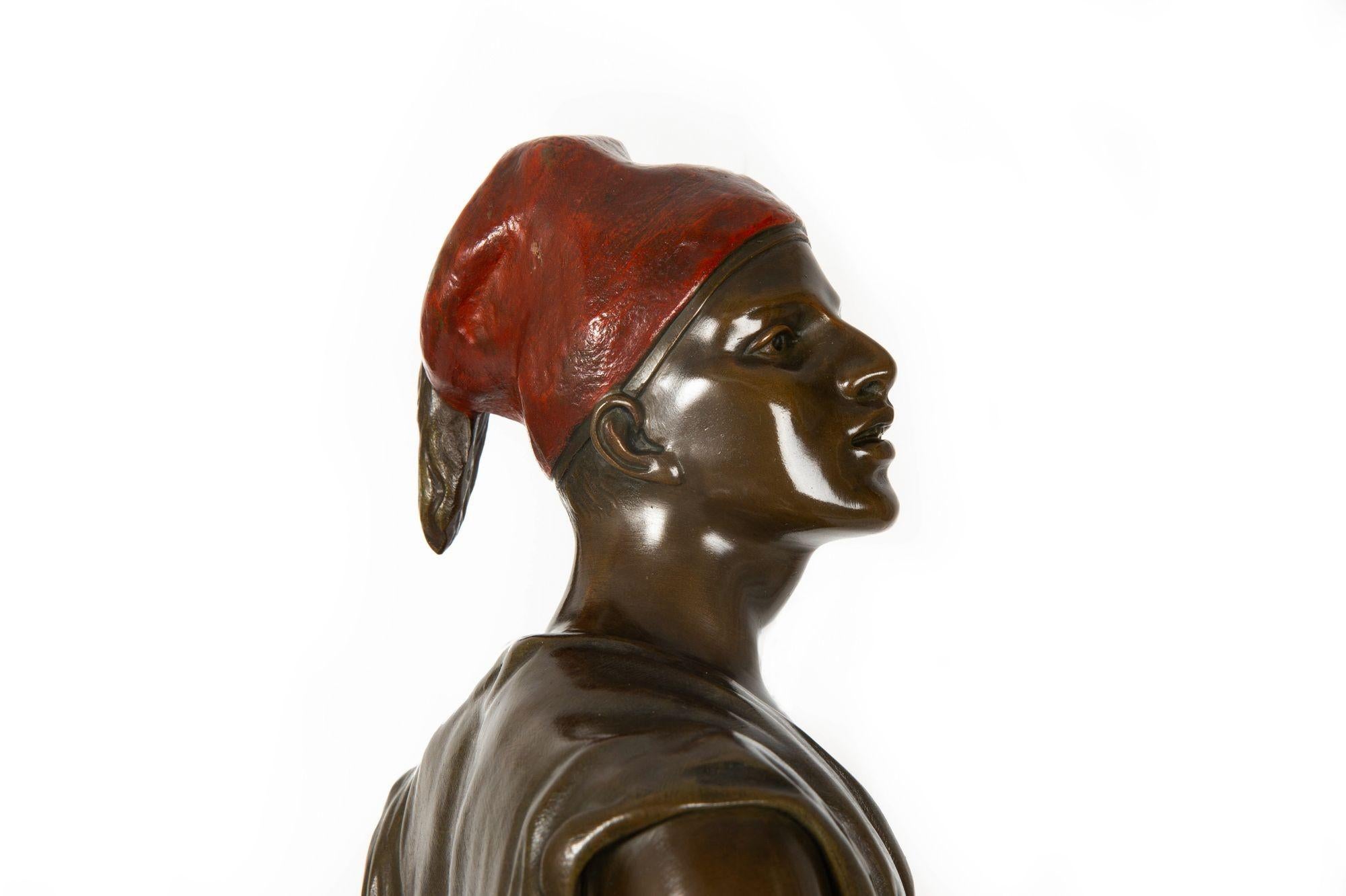 French Orientalist Bronze Sculpture of Tunisian Water Carrier by Marcel Debut For Sale 10
