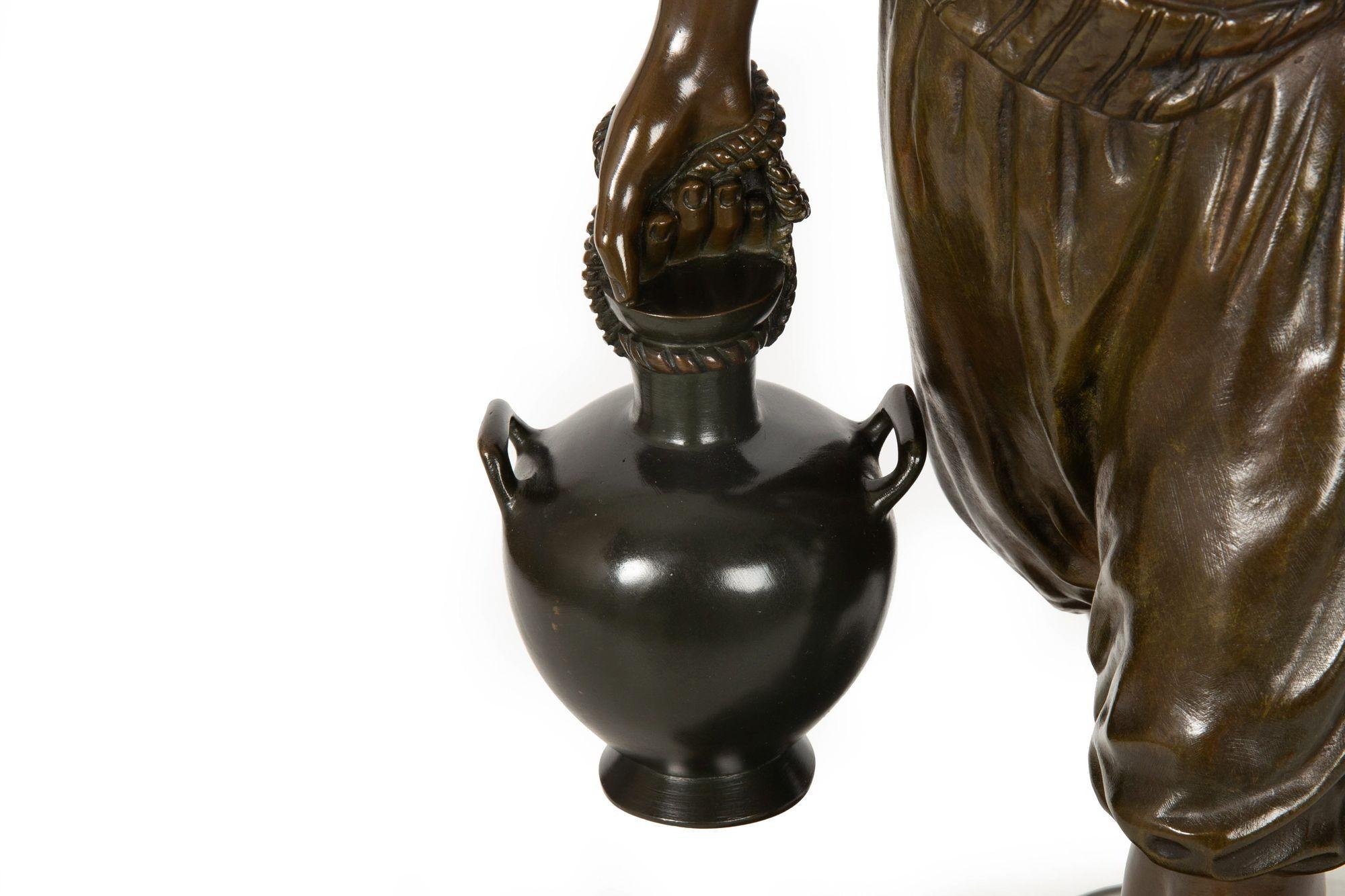 French Orientalist Bronze Sculpture of Tunisian Water Carrier by Marcel Debut For Sale 13