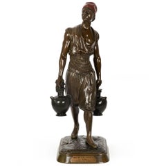 French Orientalist Bronze Sculpture of Tunisian Water Carrier by Marcel Debut