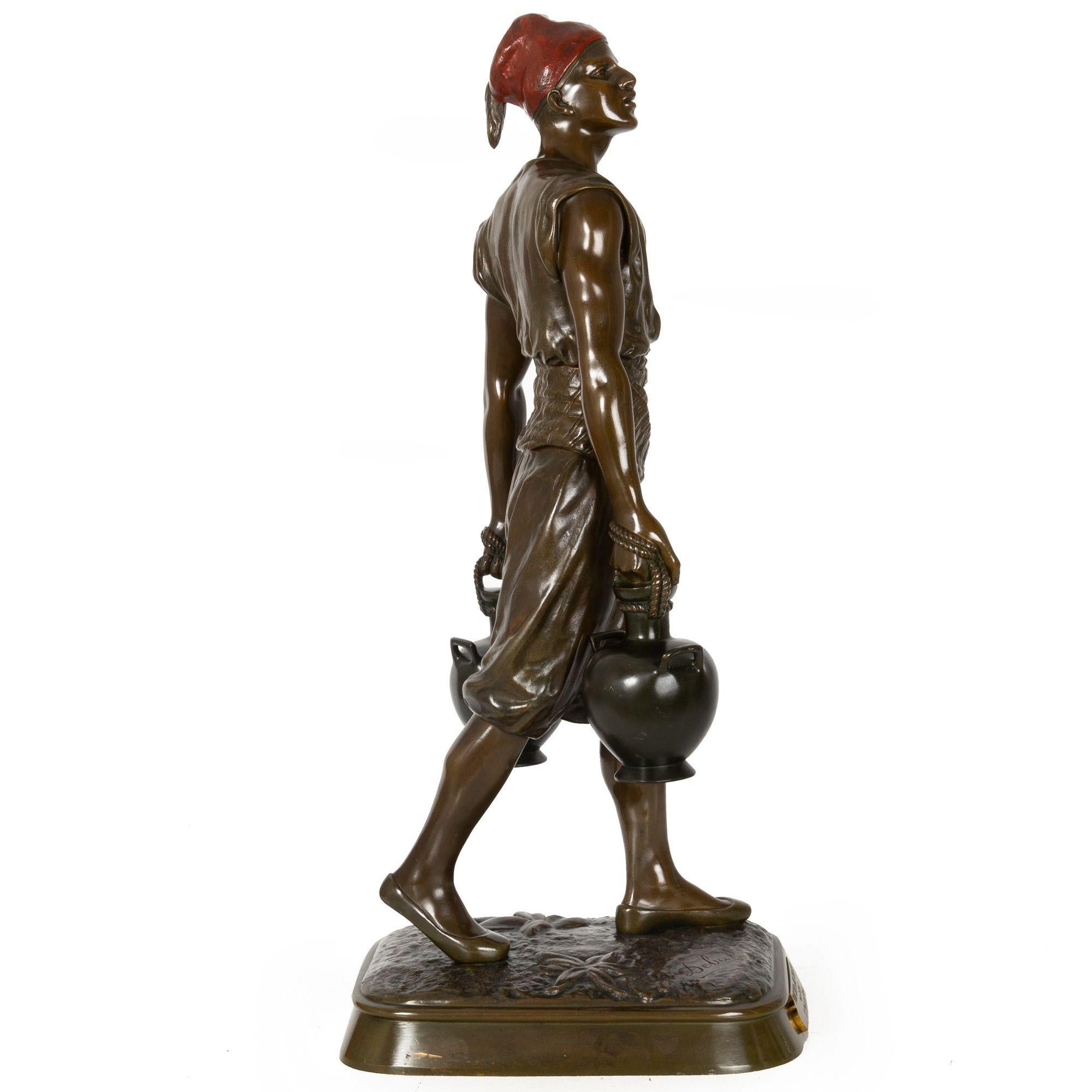 French Orientalist Bronze Sculpture of Tunisian Water Carrier by Marcel Debut In Good Condition For Sale In Shippensburg, PA