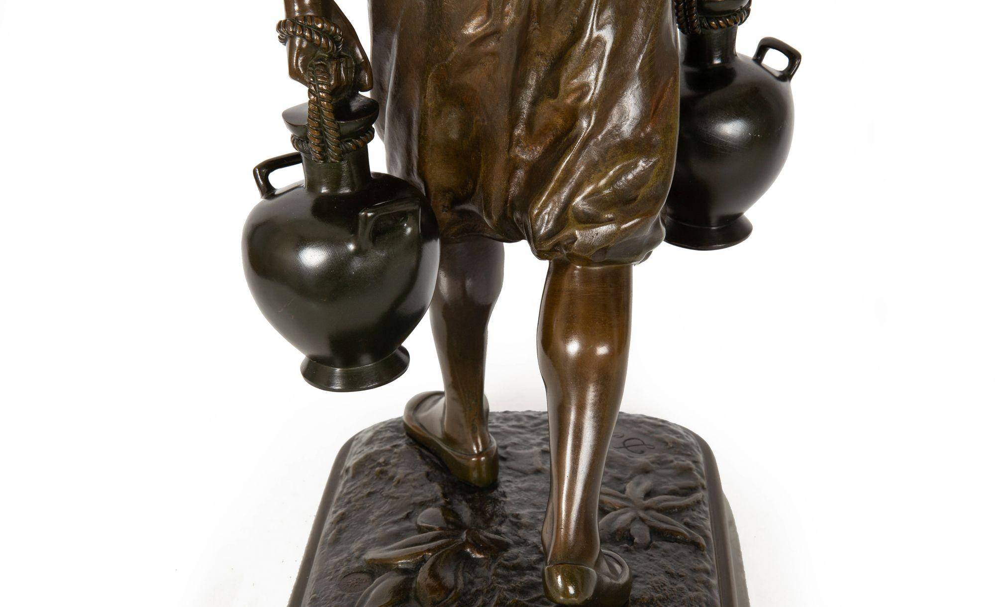 French Orientalist Bronze Sculpture of Tunisian Water Carrier by Marcel Debut For Sale 3