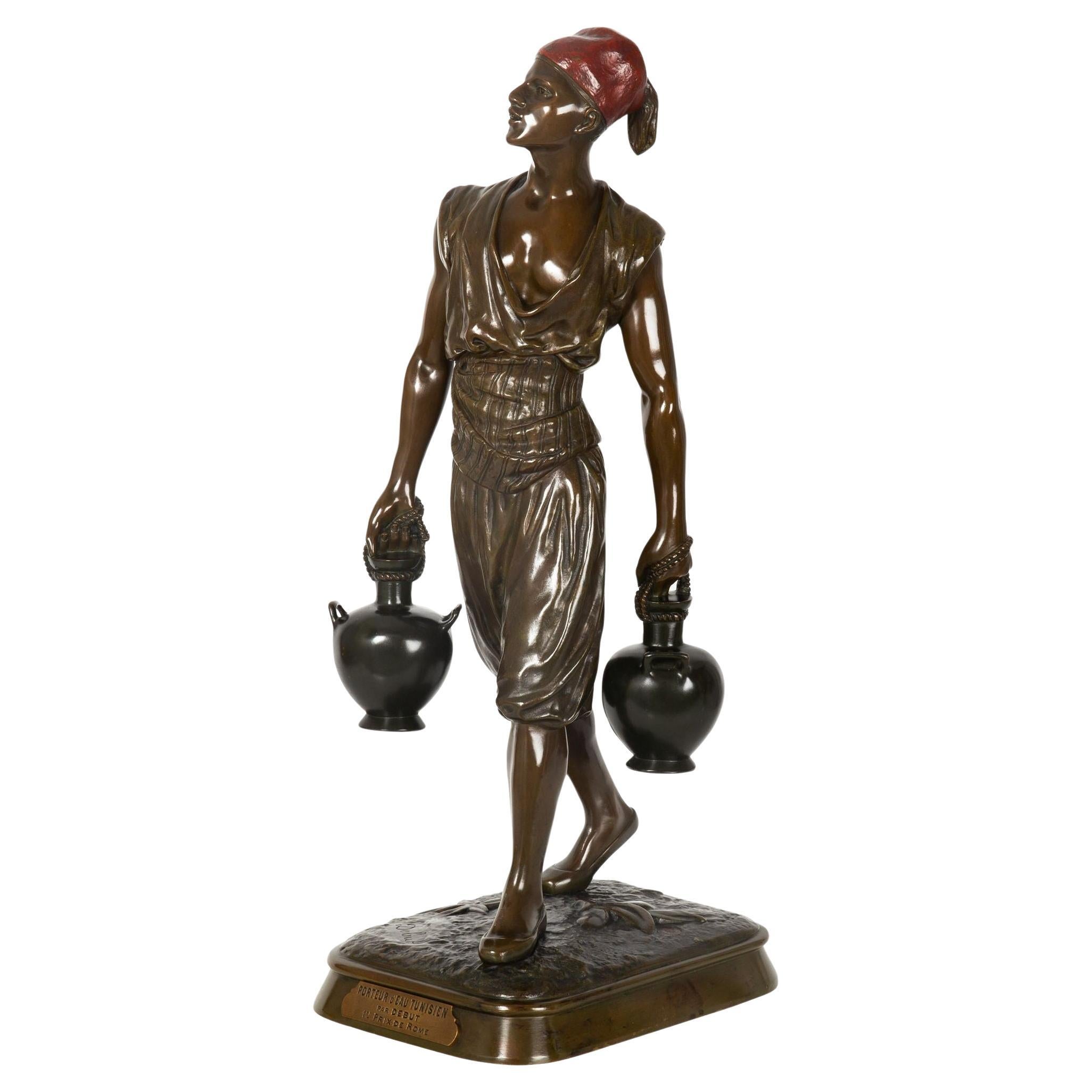 Escultura orientalista francesa de bronce de aguador tunecino de Marcel Debut