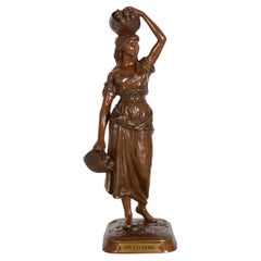 French Orientalist Bronze Sculpture of Woman Carrying Fruit after Marcel Debut