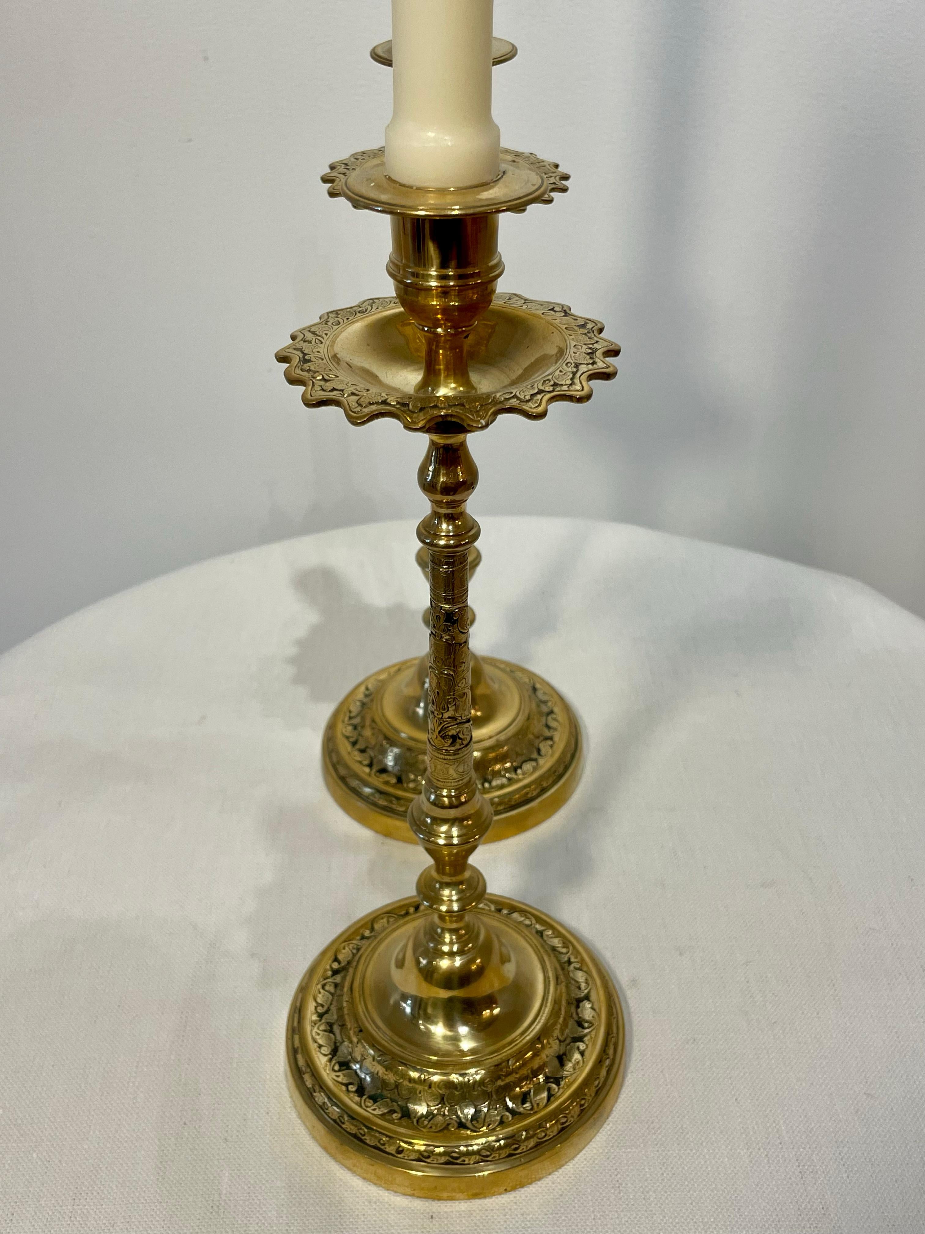 Moorish 19th Century Brass Ottoman Candlesticks