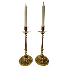 19th Century Brass Ottoman Candlesticks