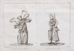 Incisione orientalista francese GENIO DELLA MUSICA E GENIO DELLA PACE 1808 DE GUIGNES