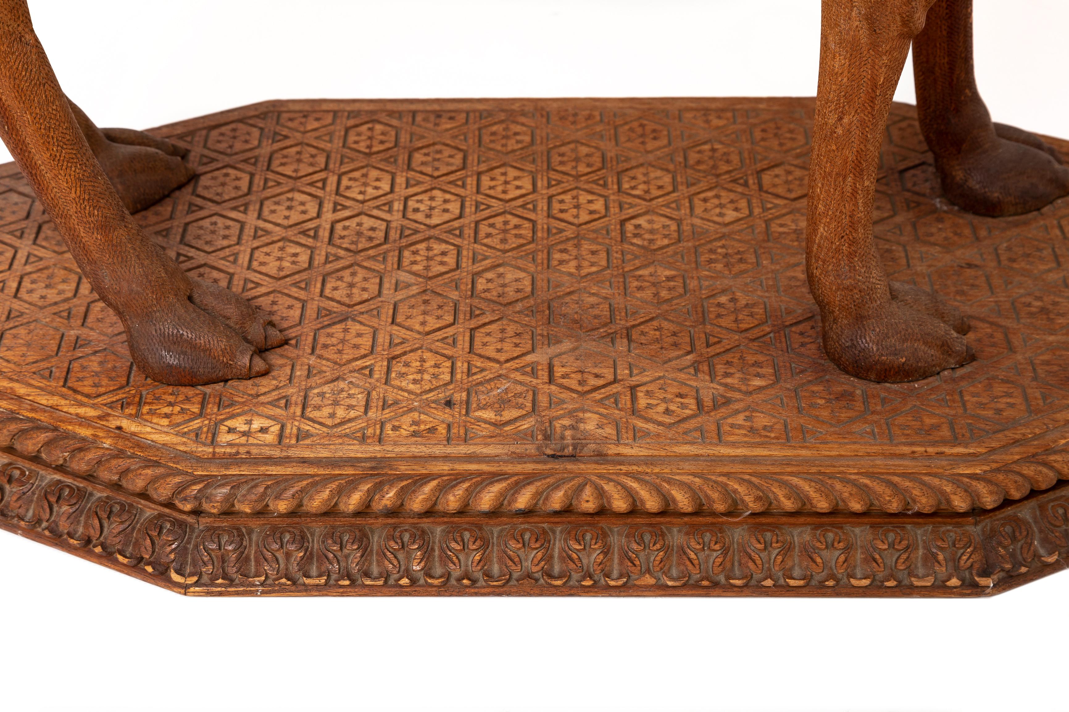 French Orientalist Hand-Carved Camel Form Table w/ Square Gilt Bronze Top For Sale 5