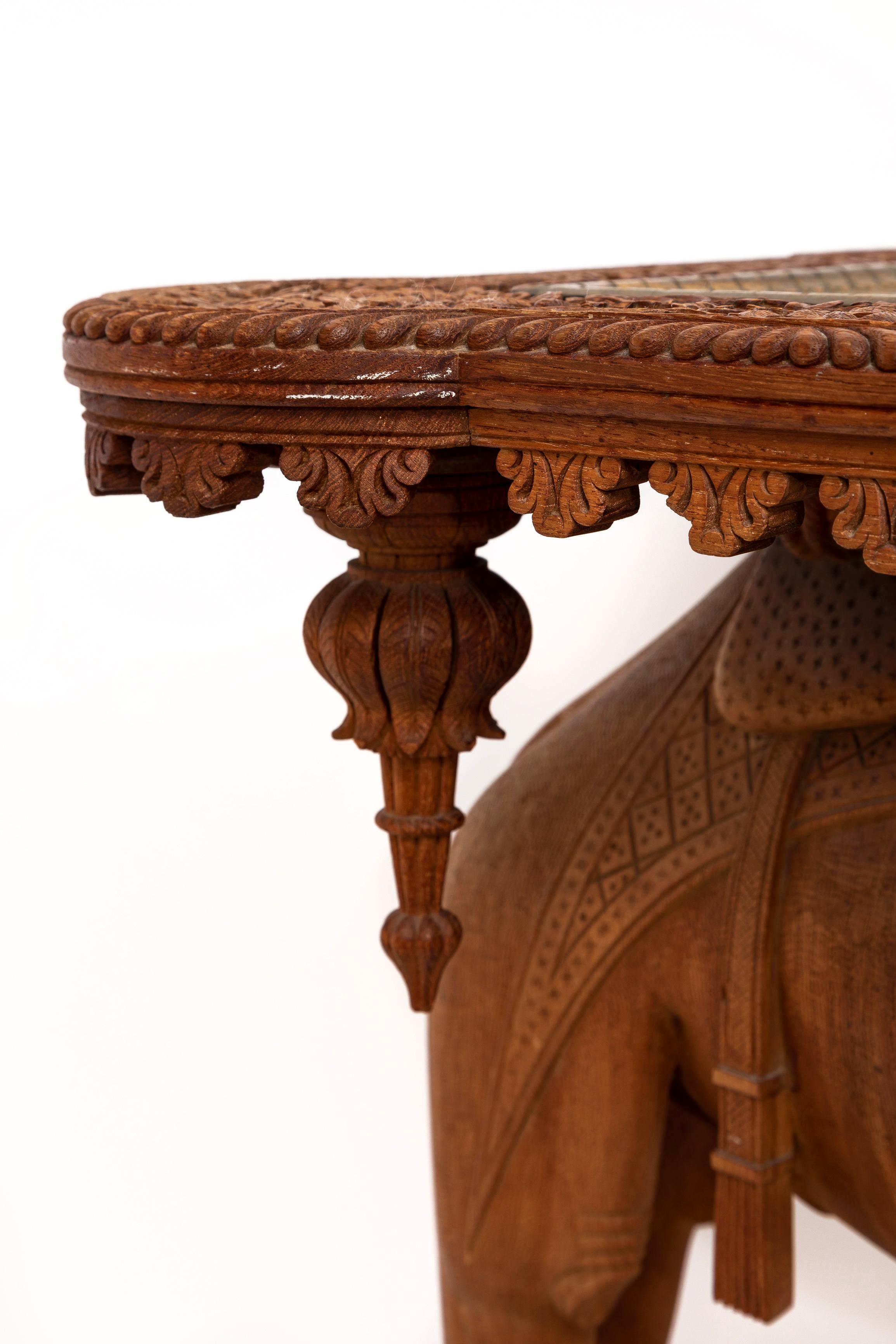 French Orientalist Hand-Carved Camel Form Table w/ Square Gilt Bronze Top For Sale 8
