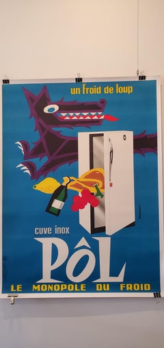 French Original Advertising Poster, 'CUVE INOX POL LE MONOPOLE DE FROID', 1960's