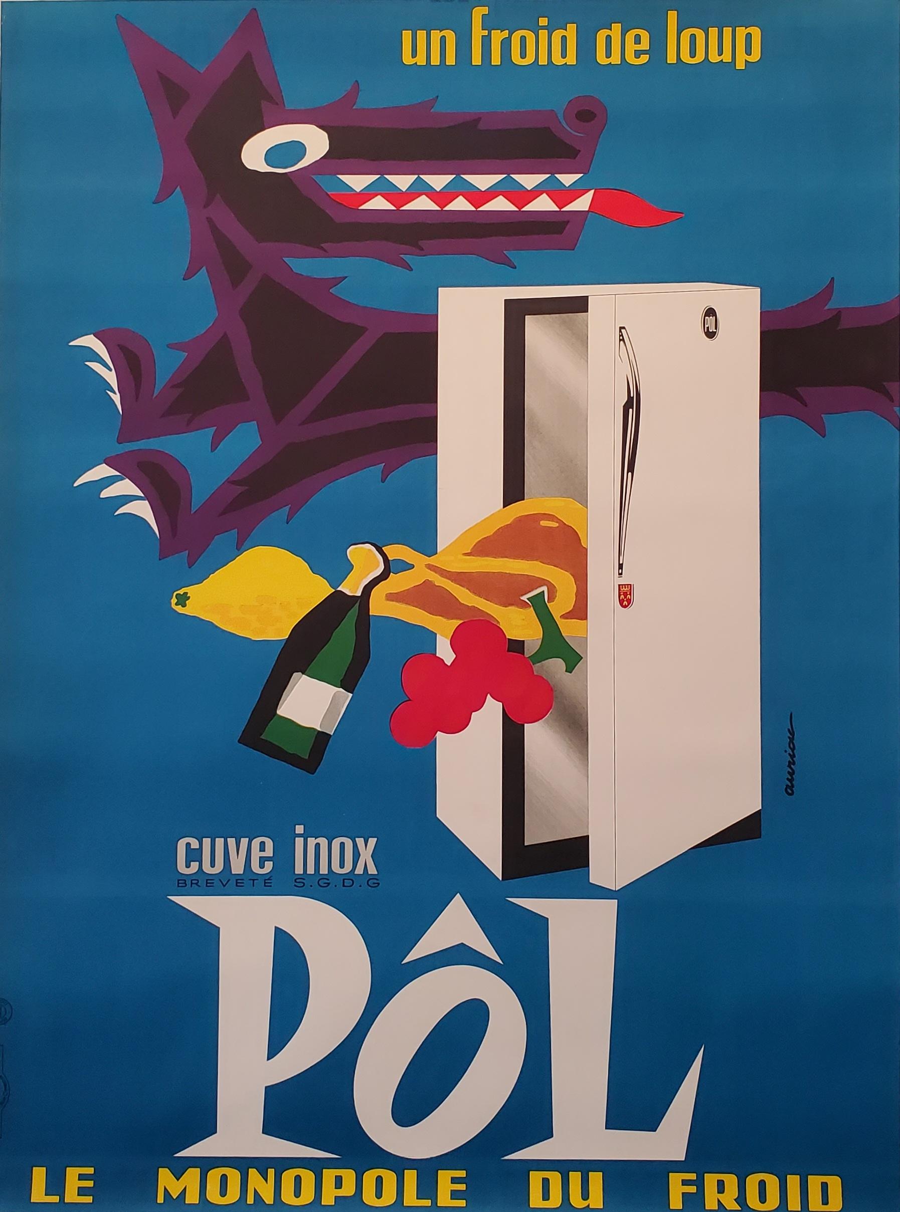 Mid-Century Modern French Original Advertising Poster, 'CUVE INOX POL LE MONOPOLE DE FROID', 1960's