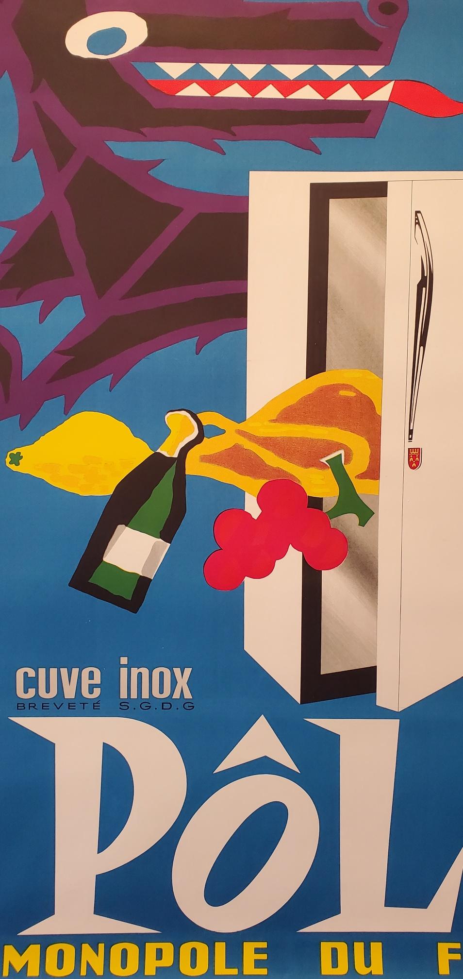French Original Advertising Poster, 'CUVE INOX POL LE MONOPOLE DE FROID', 1960's In Good Condition In Melbourne, Victoria