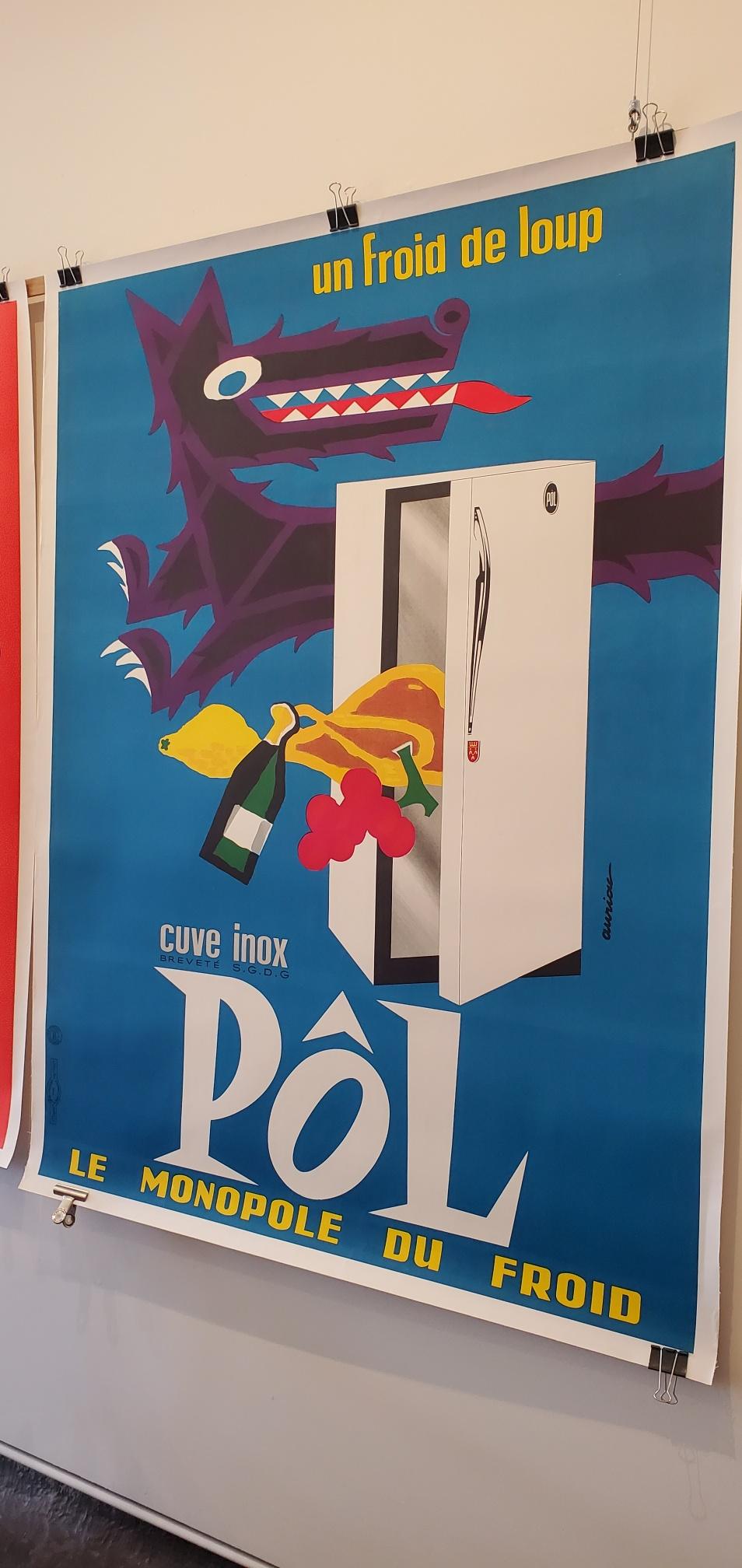 Paper French Original Advertising Poster, 'CUVE INOX POL LE MONOPOLE DE FROID', 1960's